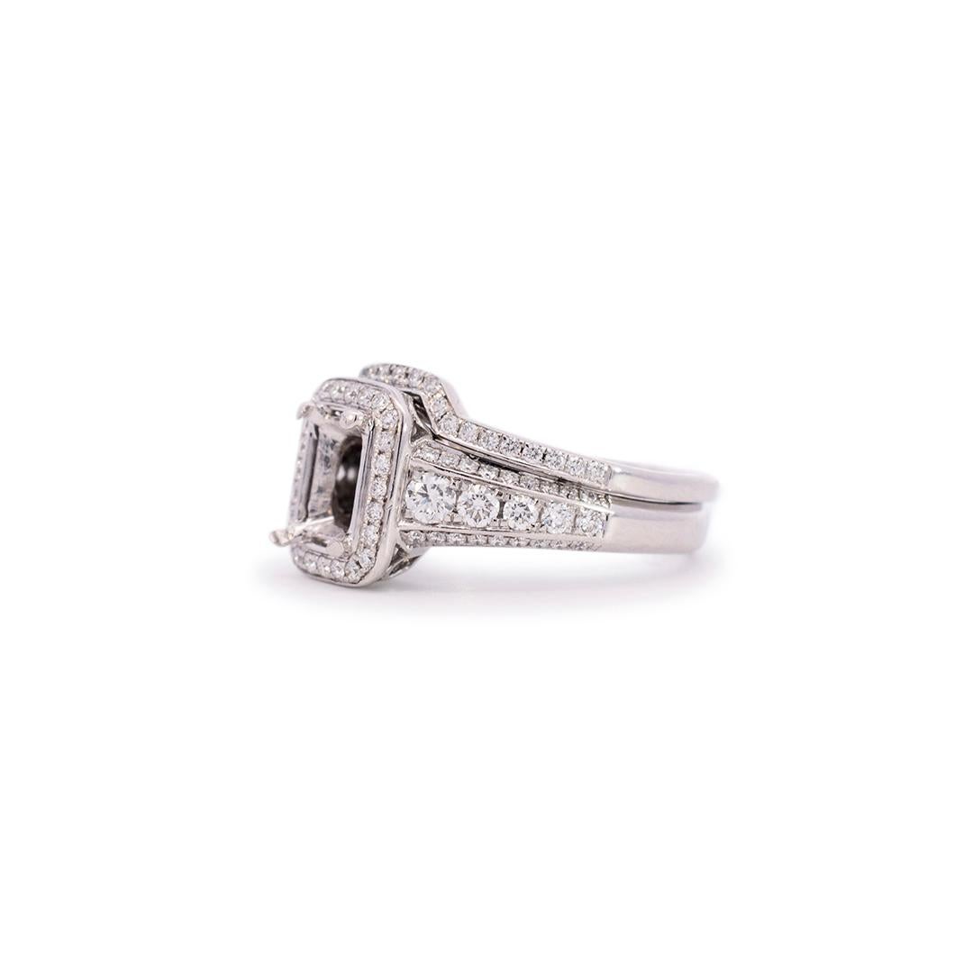 rectangle engagement ring with halo