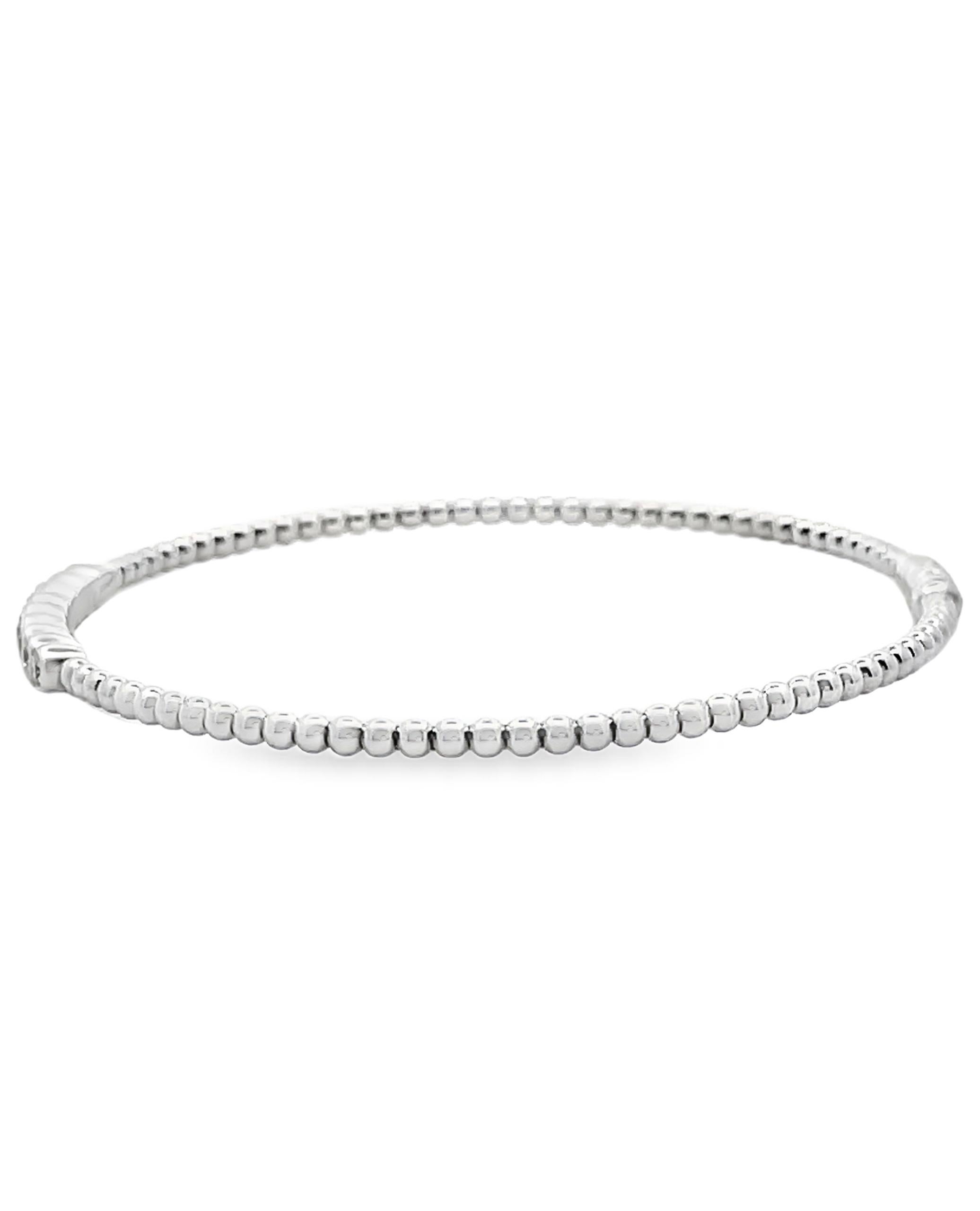 Simon G. Pulsera apilable de oro blanco de 18 quilates con cuentas de diamantes, cierre magnético Contemporáneo en venta