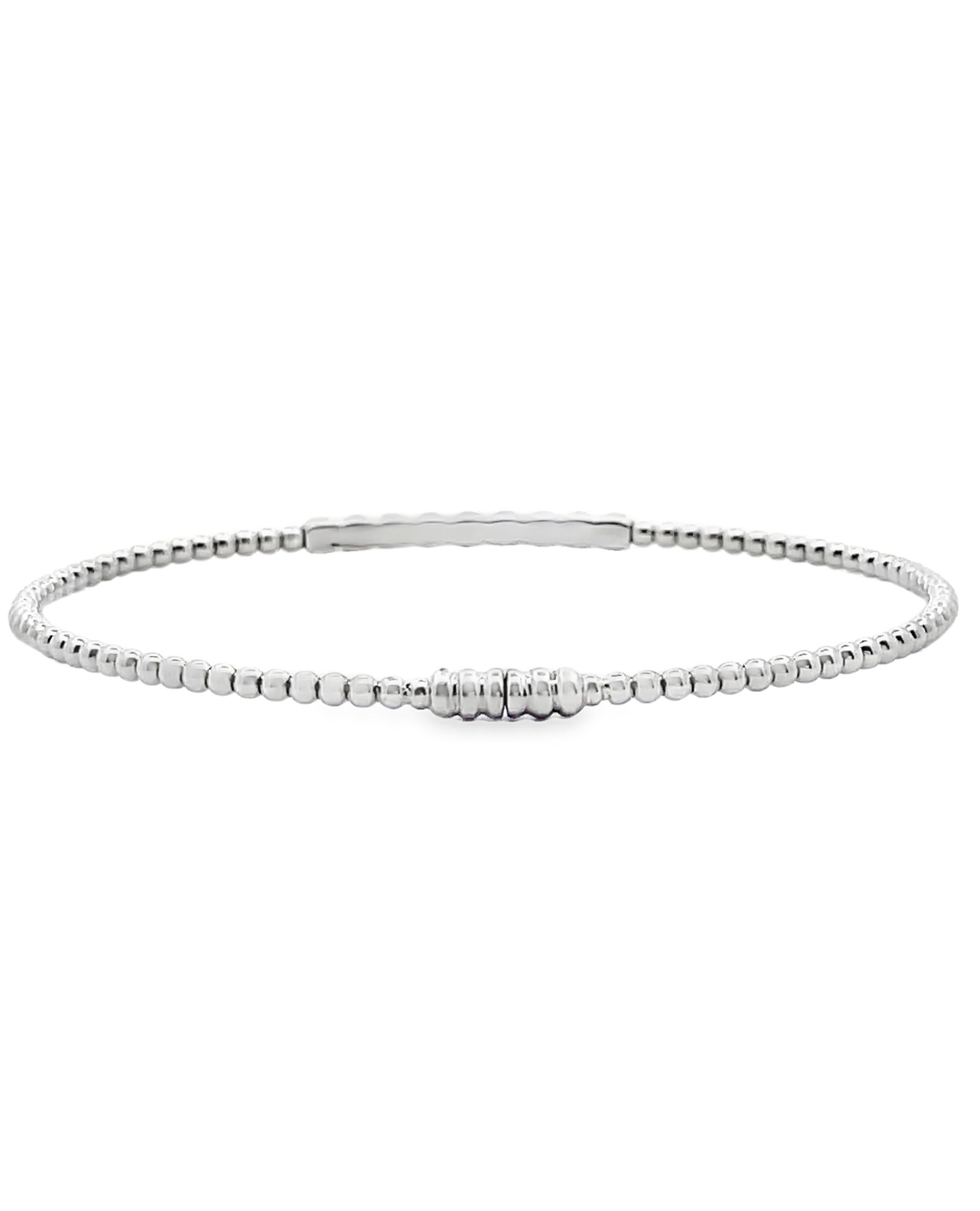 Simon G. Pulsera apilable de oro blanco de 18 quilates con cuentas de diamantes, cierre magnético Corte redondo en venta