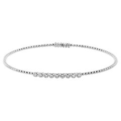 Simon G. Pulsera apilable de oro blanco de 18 quilates con cuentas de diamantes, cierre magnético