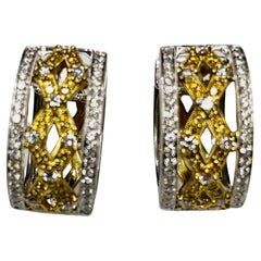 Simon G 18K White & Yellow Gold Reversible Huggie Diamond Earrings