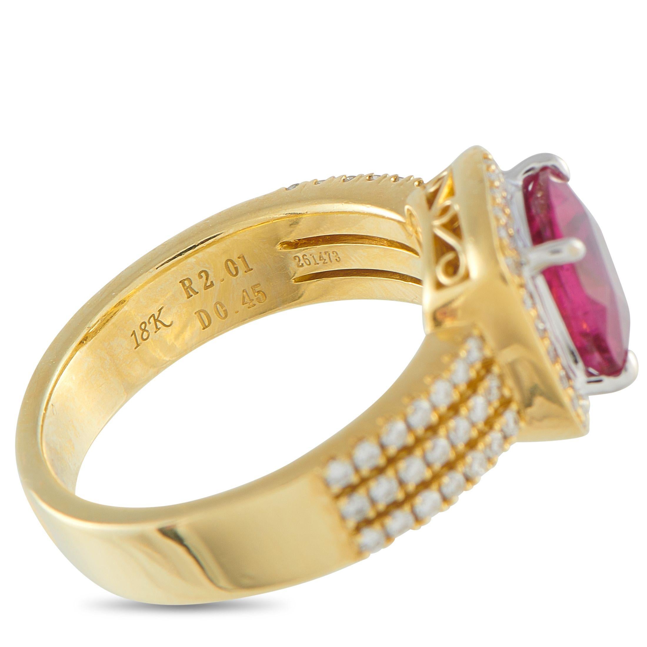 Donna Simon G Anello in oro giallo 18 carati con diamanti e rubellite da 0,45 carati SI10-071025 in vendita