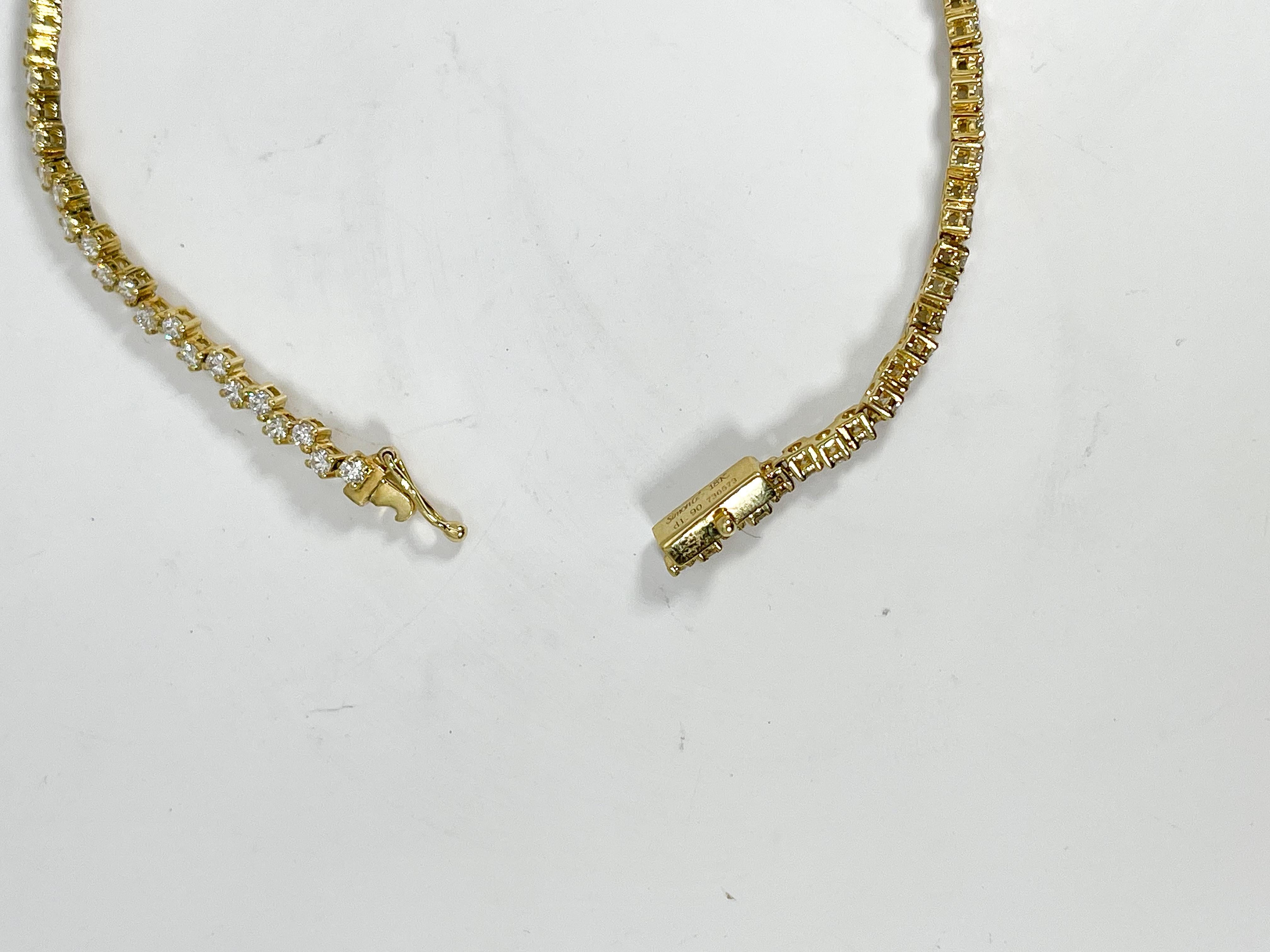 Simon G 18K Yellow Gold 1.90 CTW Diamond Tennis Bracelet In Excellent Condition For Sale In Stuart, FL