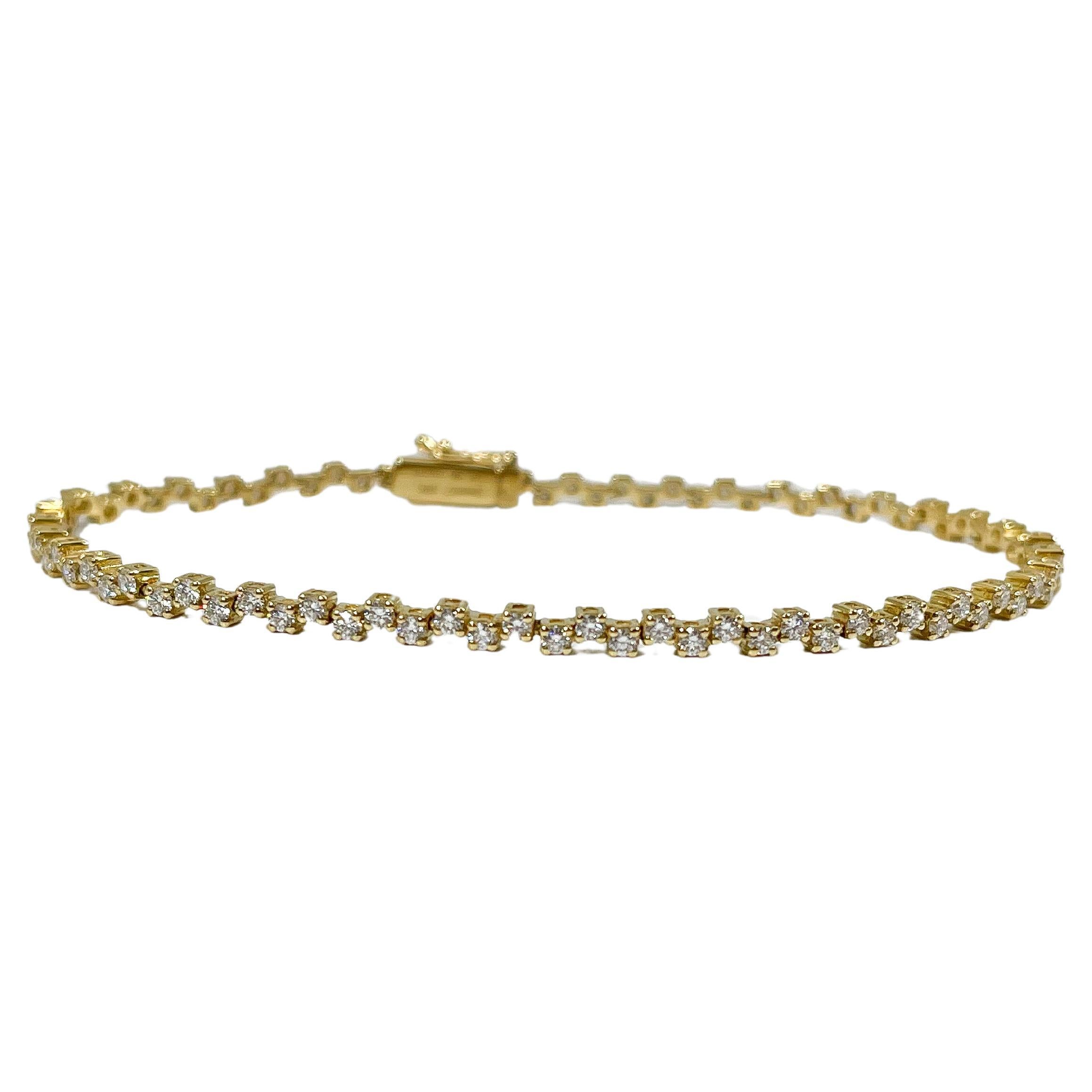 Simon G Bracelet tennis en or jaune 18 carats avec diamants 1,90 carat en vente