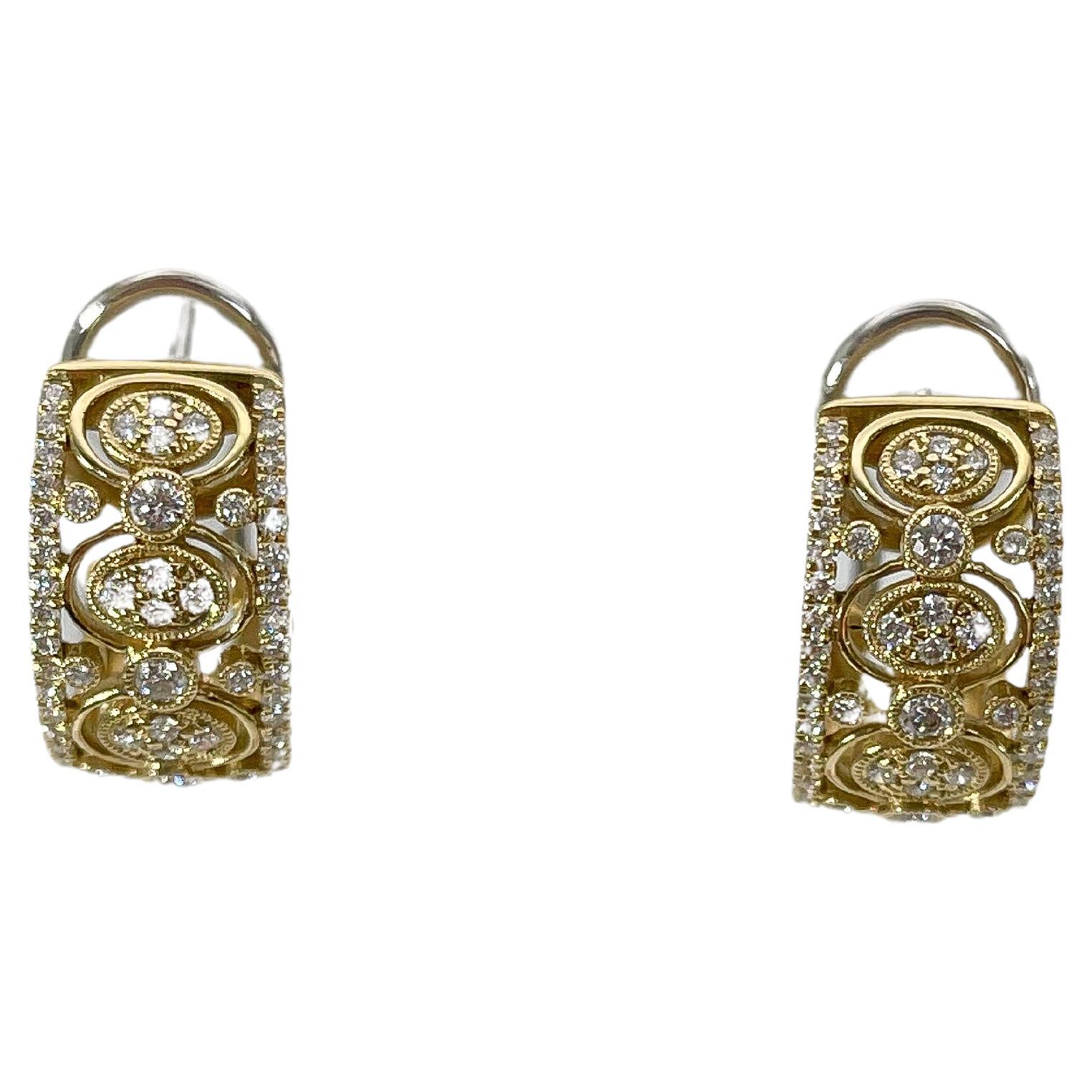 Simon G 18K Yellow Gold .70 CTW Diamond Fashion Earrings For Sale