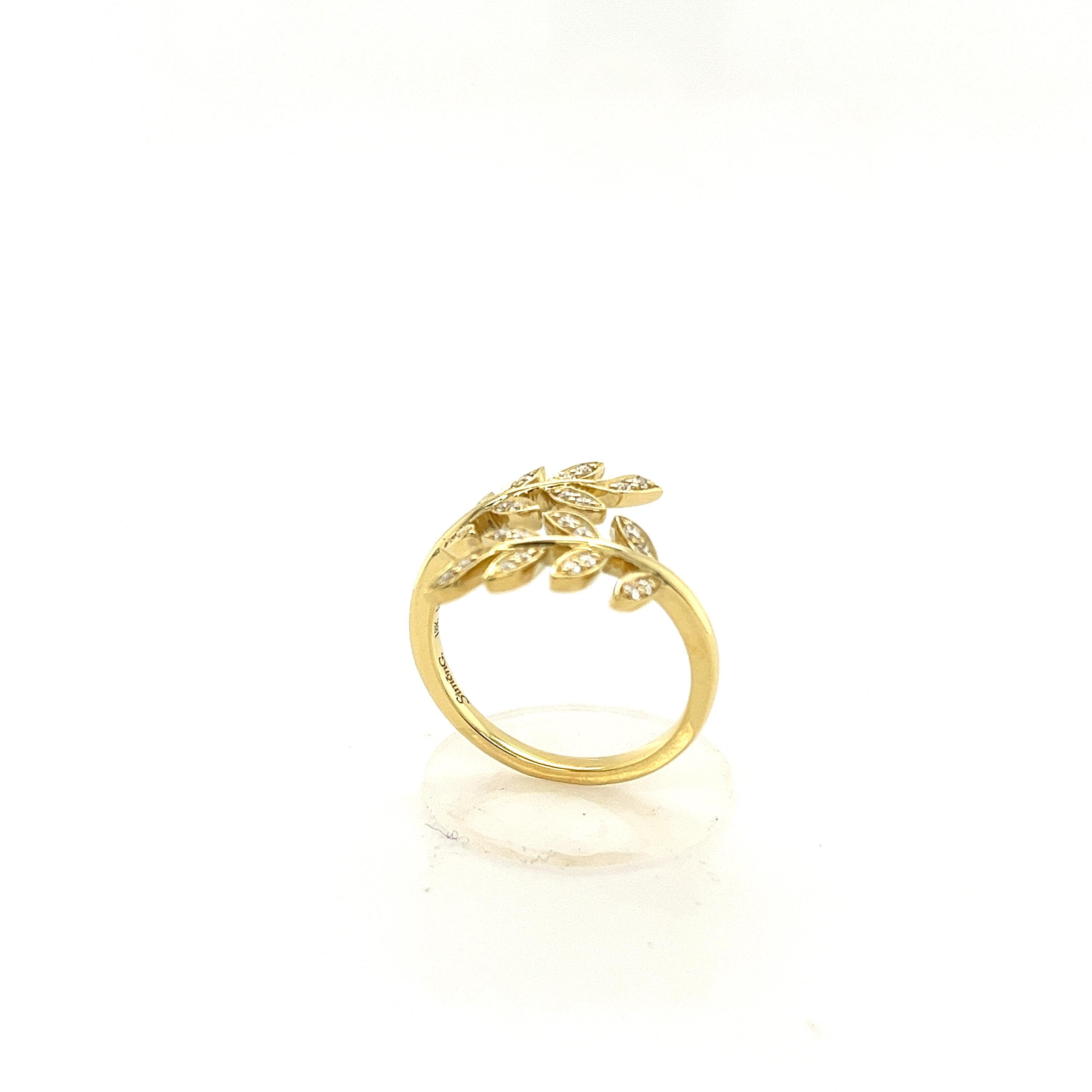 Simon G 18K Yellow Gold and Diamonds Open Style Ring Inspired by Nature For Sale 8