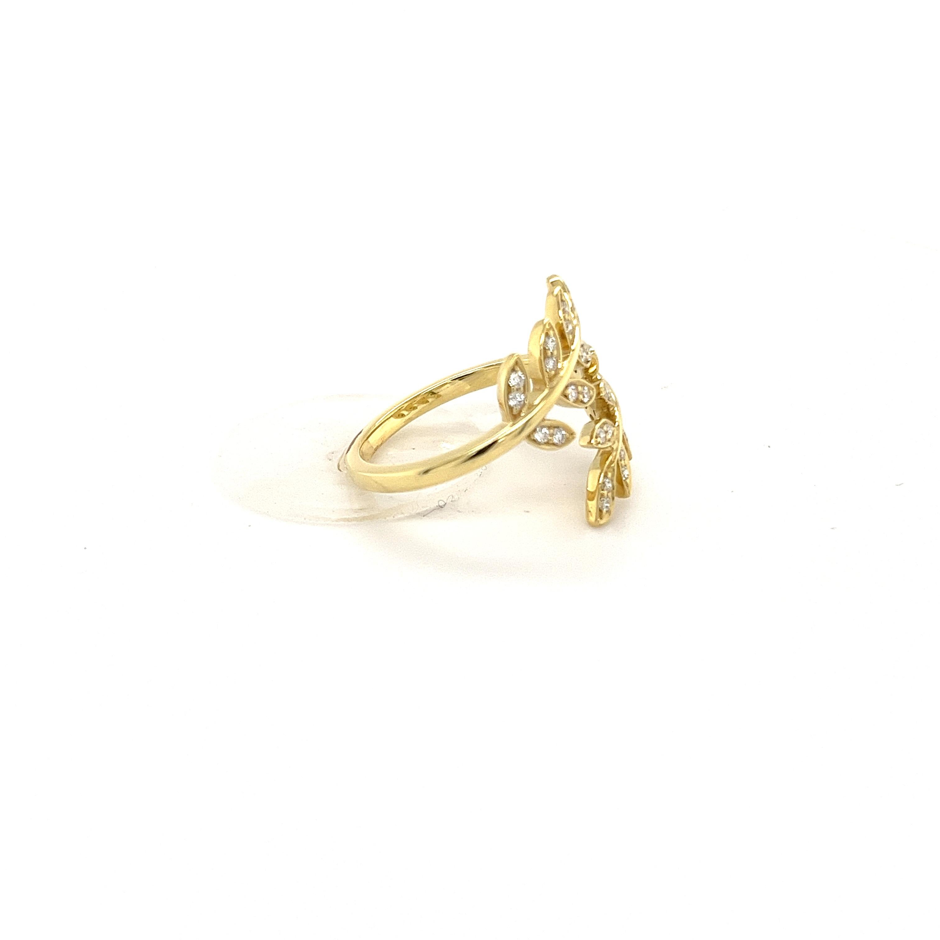 Simon G 18K Yellow Gold and Diamonds Open Style Ring Inspired by Nature For Sale 9