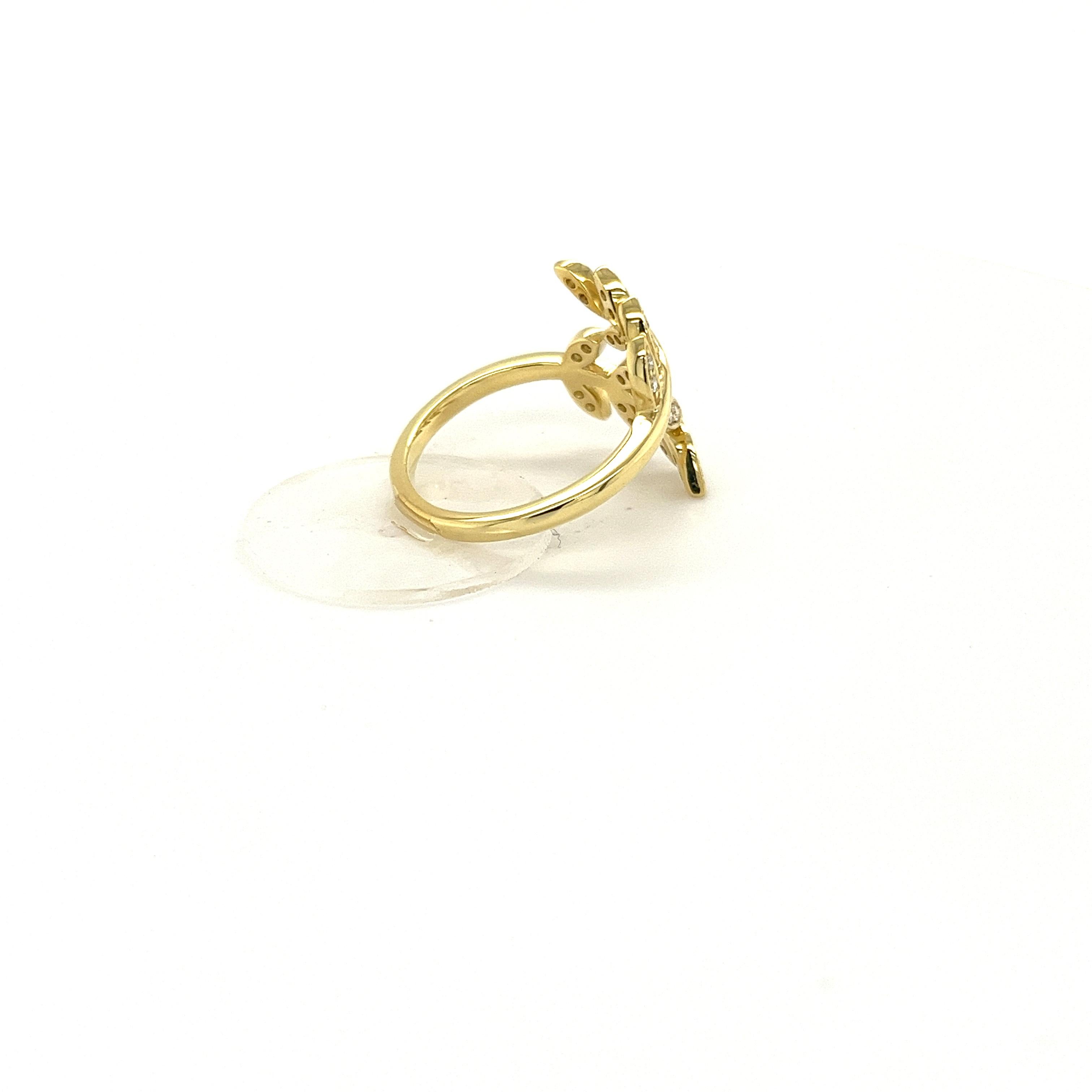 Simon G 18K Gelbgold und Diamanten Ring im offenen Stil Inspiriert von der Nature im Angebot 10