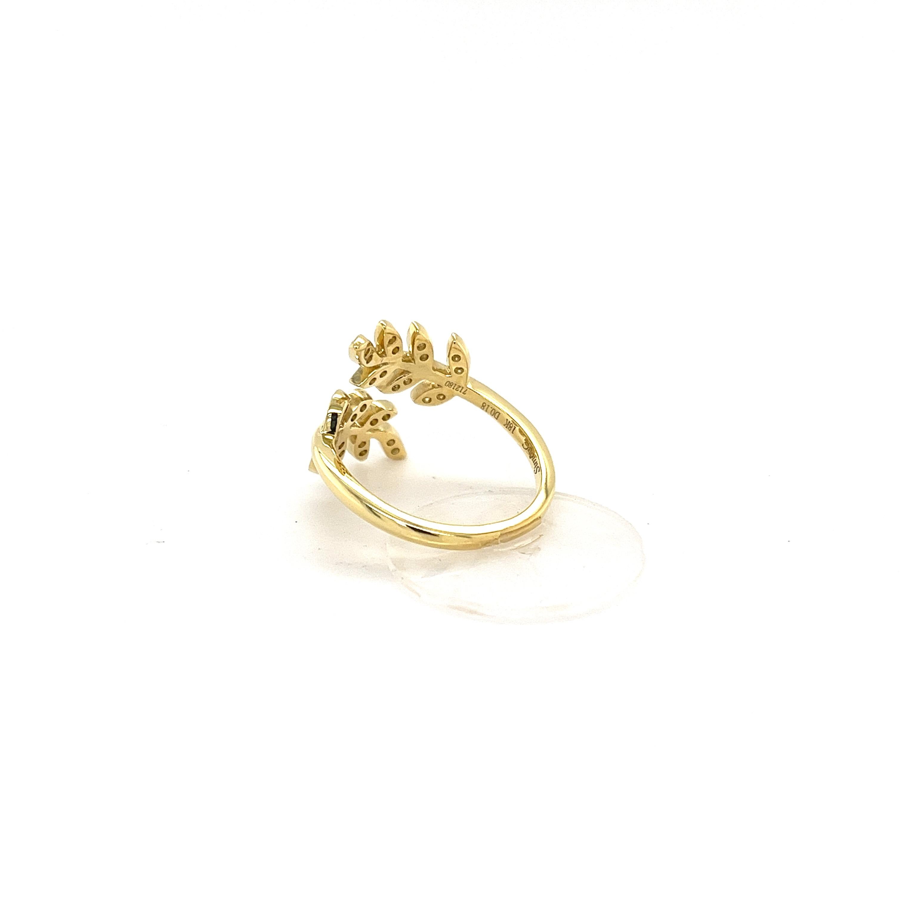 Simon G 18K Yellow Gold and Diamonds Open Style Ring Inspired by Nature For Sale 13