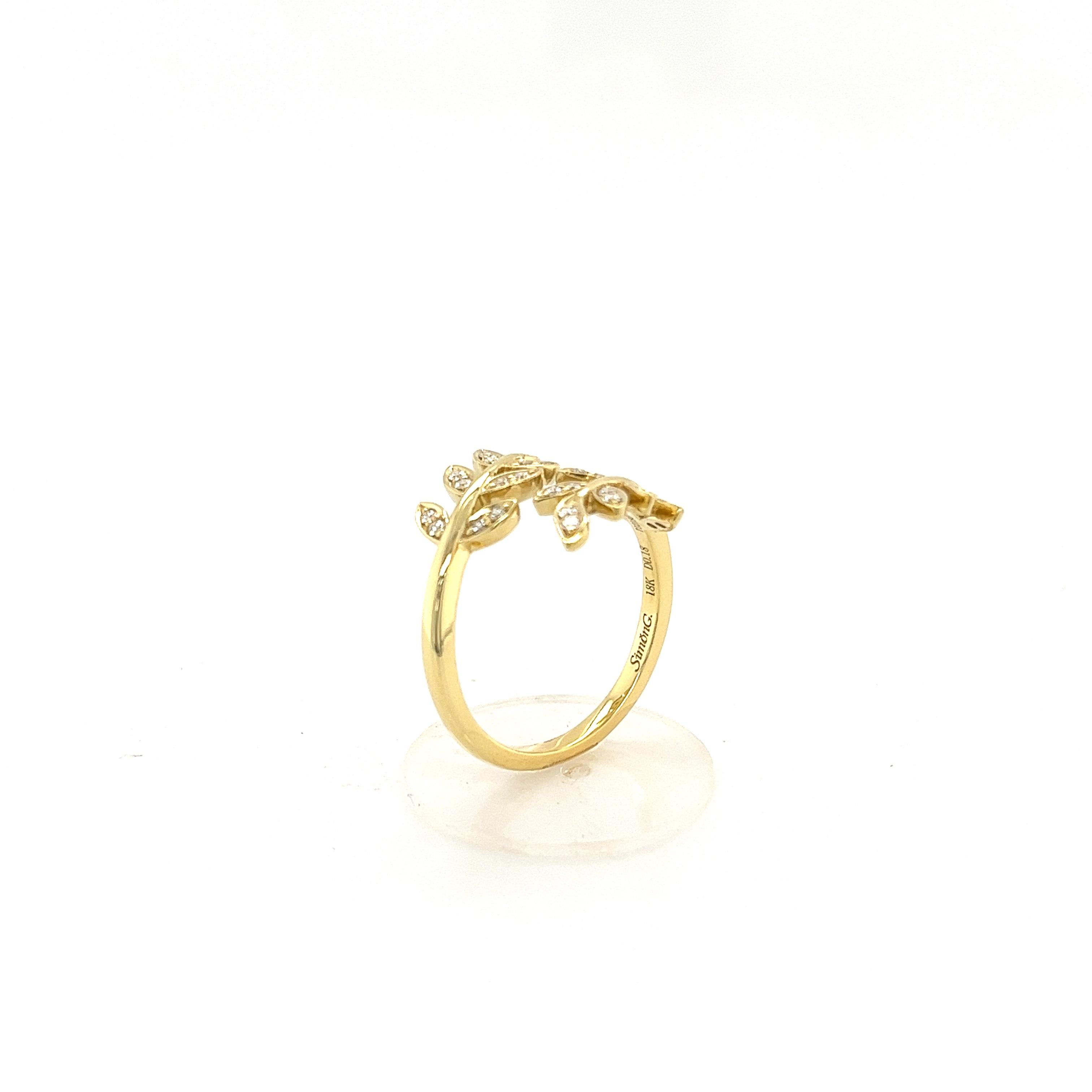 Simon G 18K Gelbgold und Diamanten Ring im offenen Stil Inspiriert von der Nature im Zustand „Neu“ im Angebot in Lumberton, TX