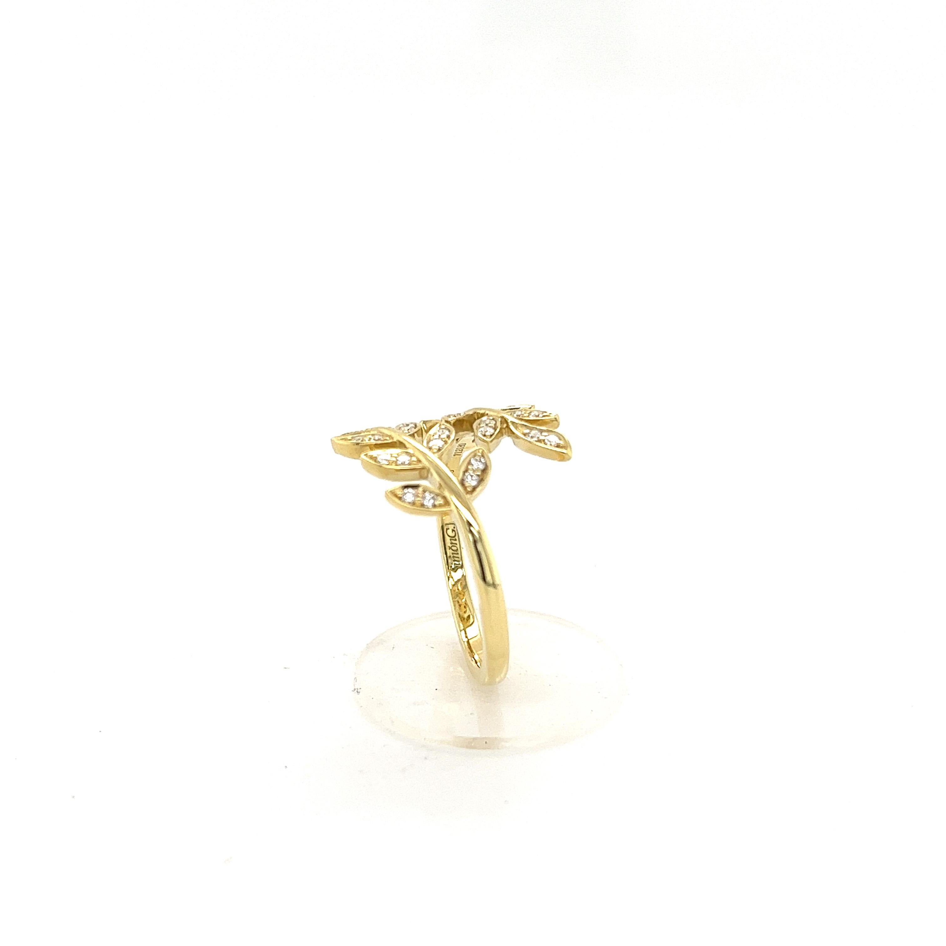 Simon G 18K Yellow Gold and Diamonds Open Style Ring Inspired by Nature For Sale 1