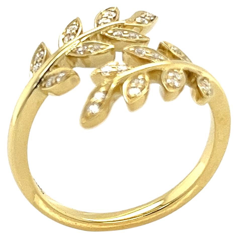 Simon G 18K Yellow Gold and Diamonds Open Style Ring Inspired by Nature