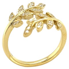 Simon G 18K Yellow Gold and Diamonds Open Style Ring Inspired by Nature