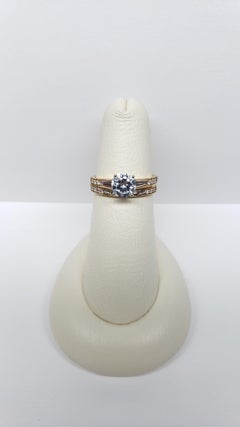 Simon G. 18 Karat Yellow Gold Tapered Channel Set Wedding Set