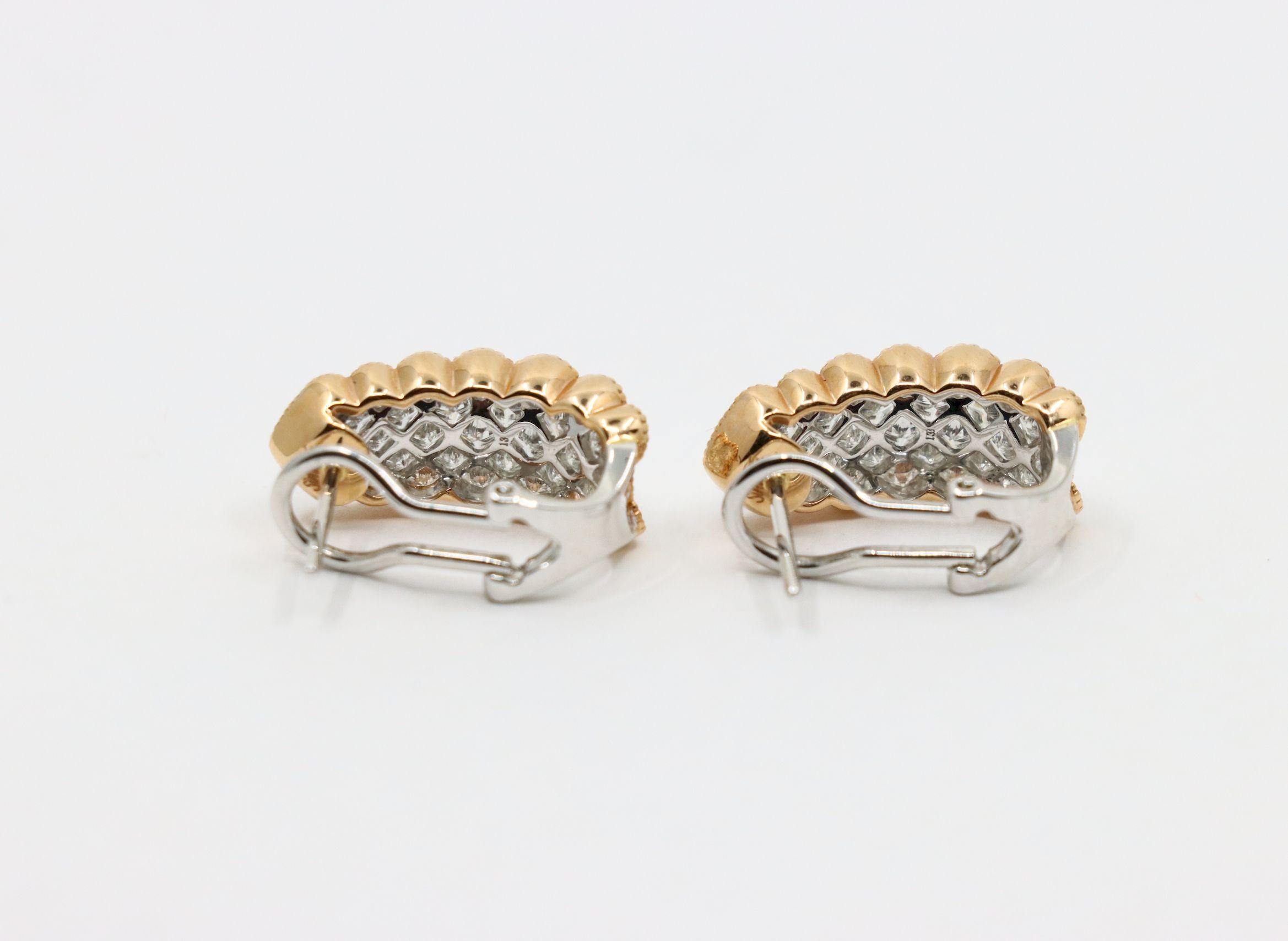 Simon G 18K Yellow & White Gold Diamond Earrings For Sale 5