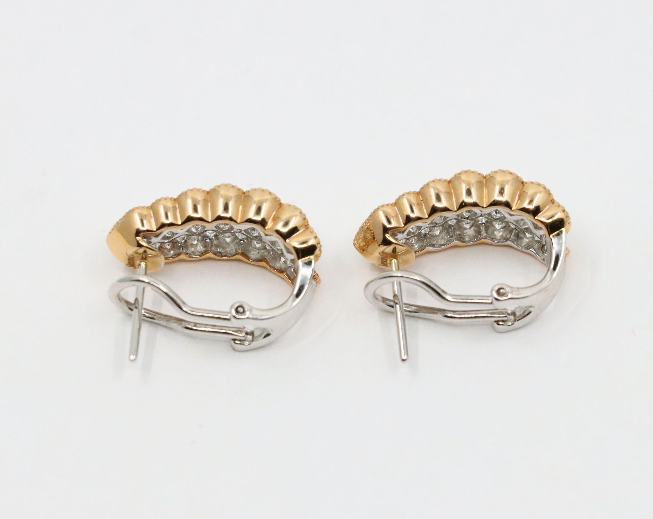 Simon G 18K Yellow & White Gold Diamond Earrings For Sale 6