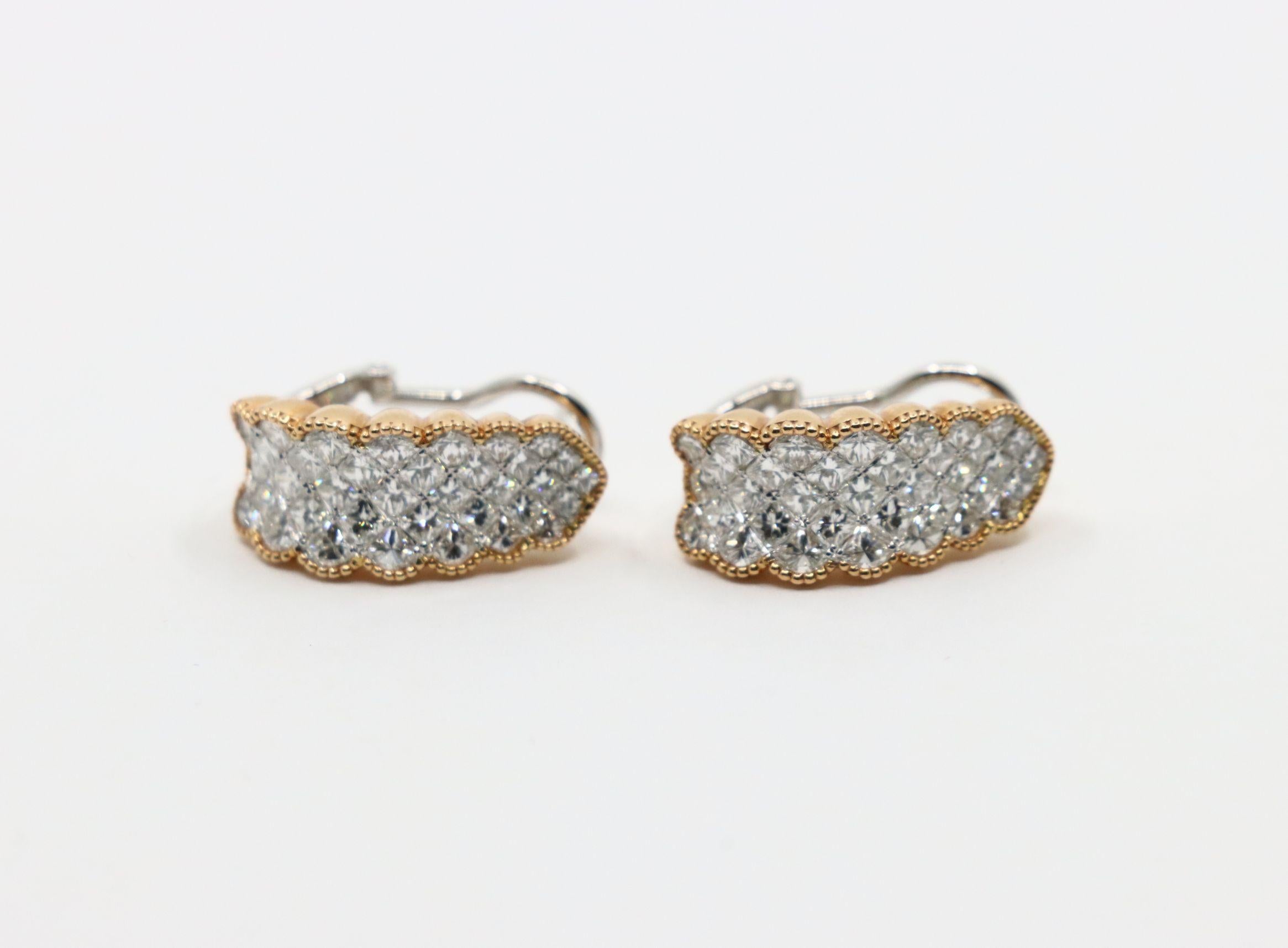 Simon G 18K Yellow & White Gold Diamond Earrings For Sale 7