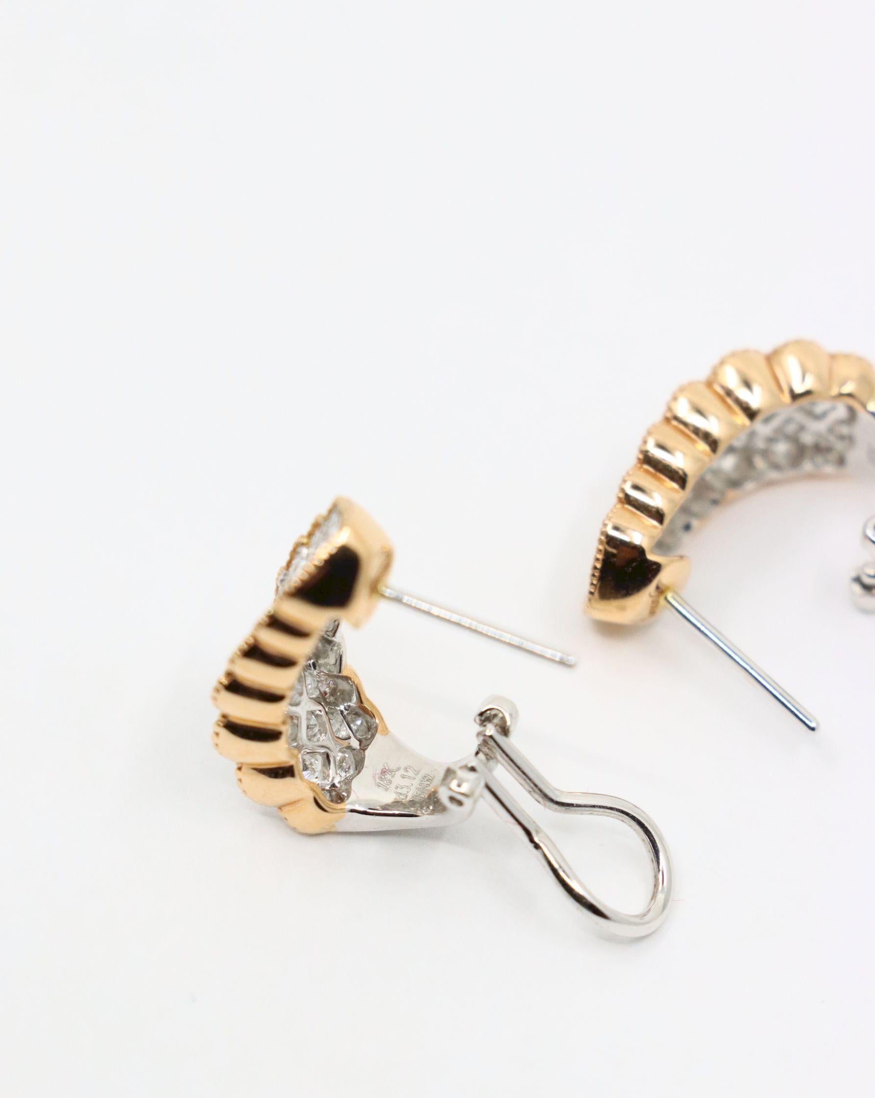 Simon G 18K Yellow & White Gold Diamond Earrings For Sale 8