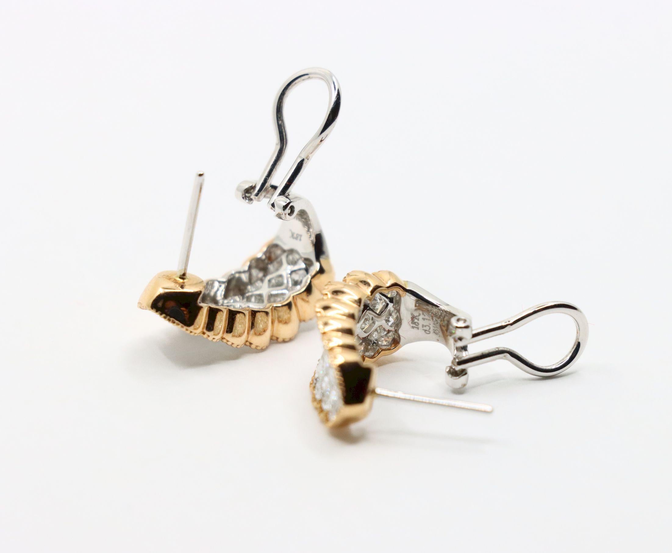 Simon G 18K Yellow & White Gold Diamond Earrings For Sale 10