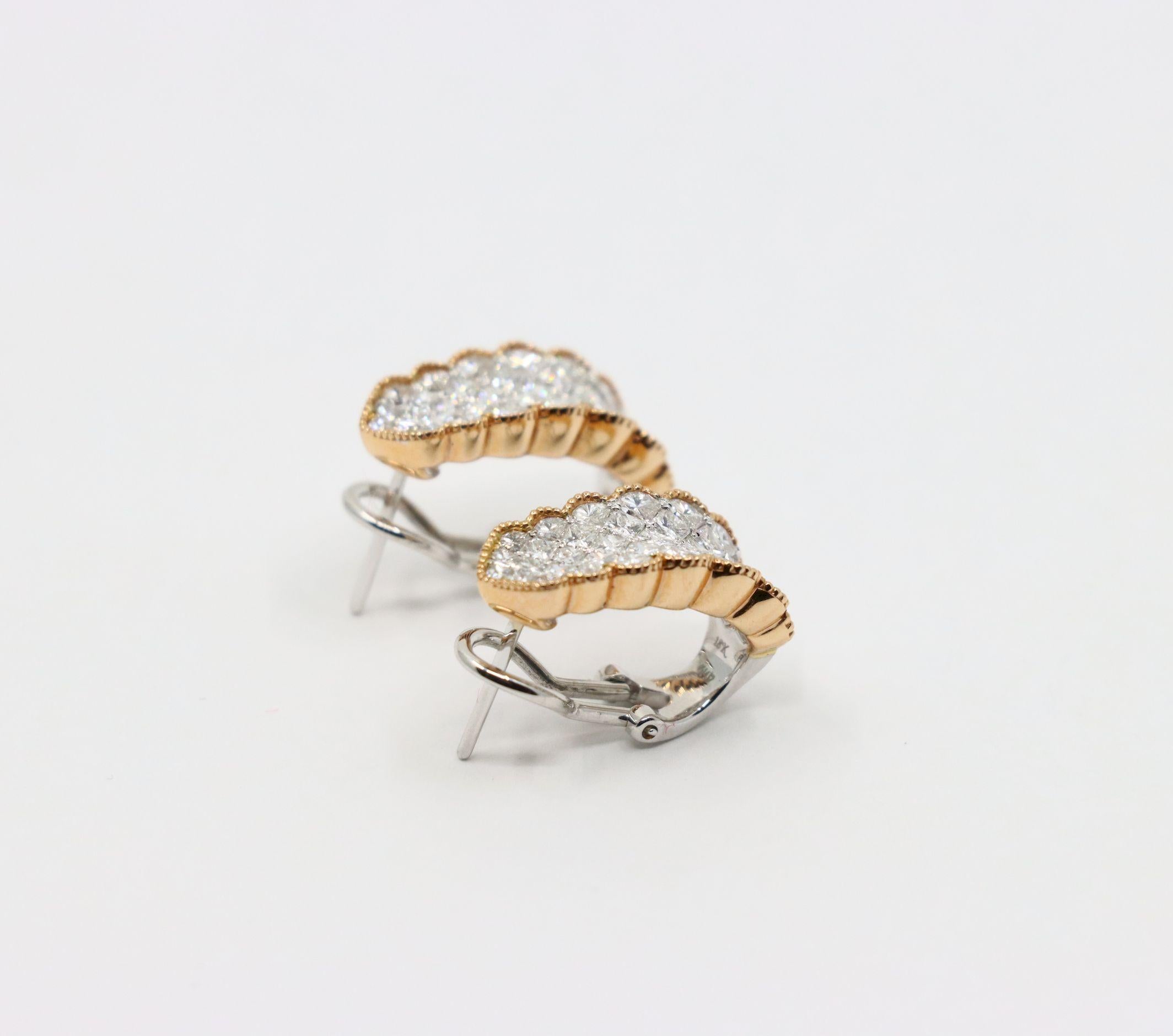 Women's Simon G 18K Yellow & White Gold Diamond Earrings For Sale