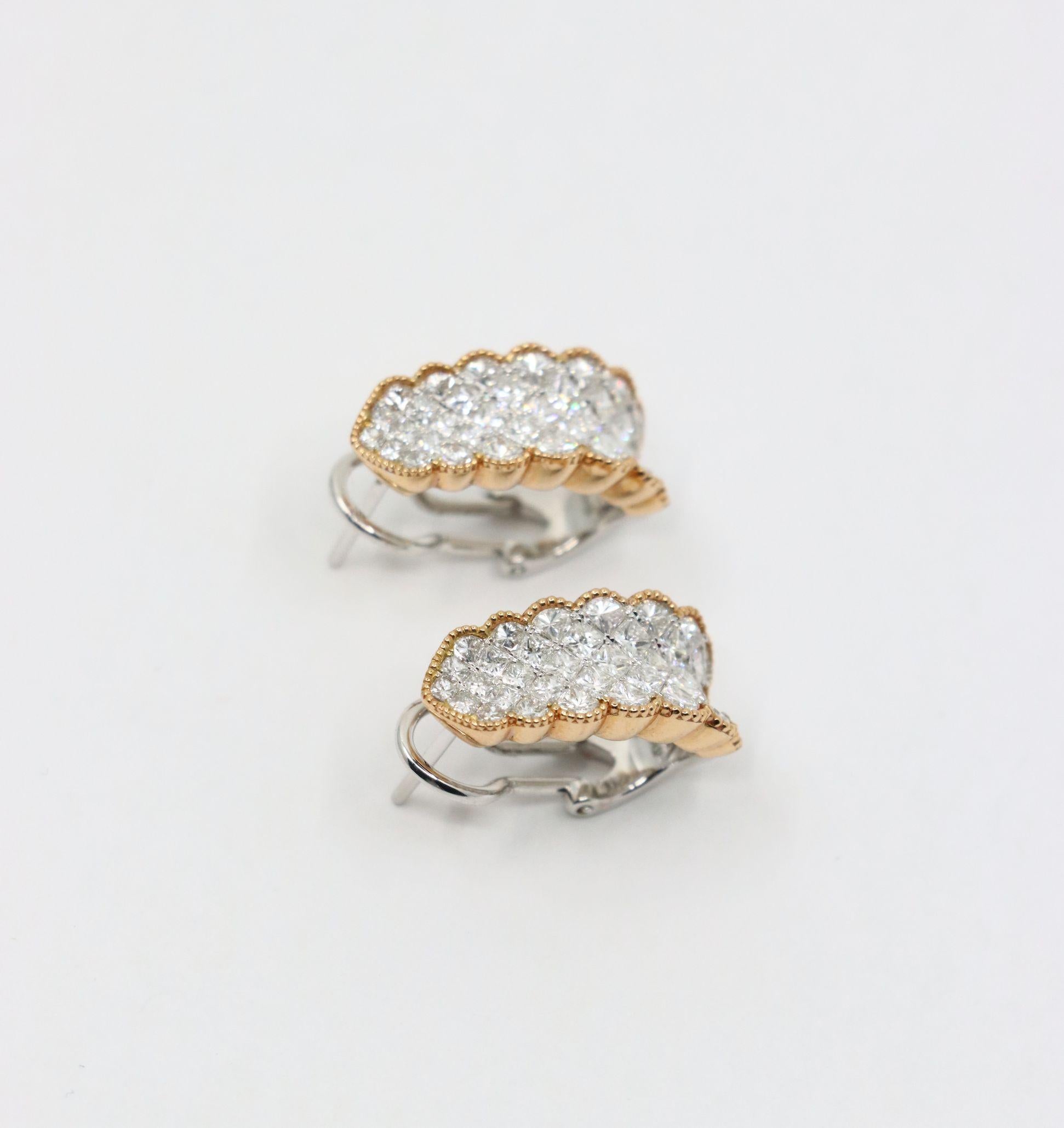 Simon G 18K Yellow & White Gold Diamond Earrings For Sale 1