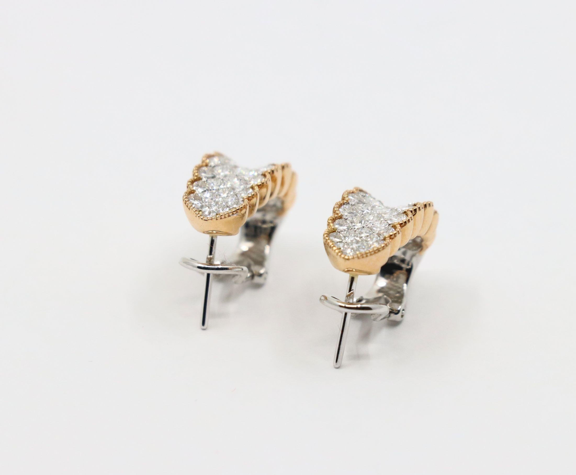 Simon G 18K Yellow & White Gold Diamond Earrings For Sale 2