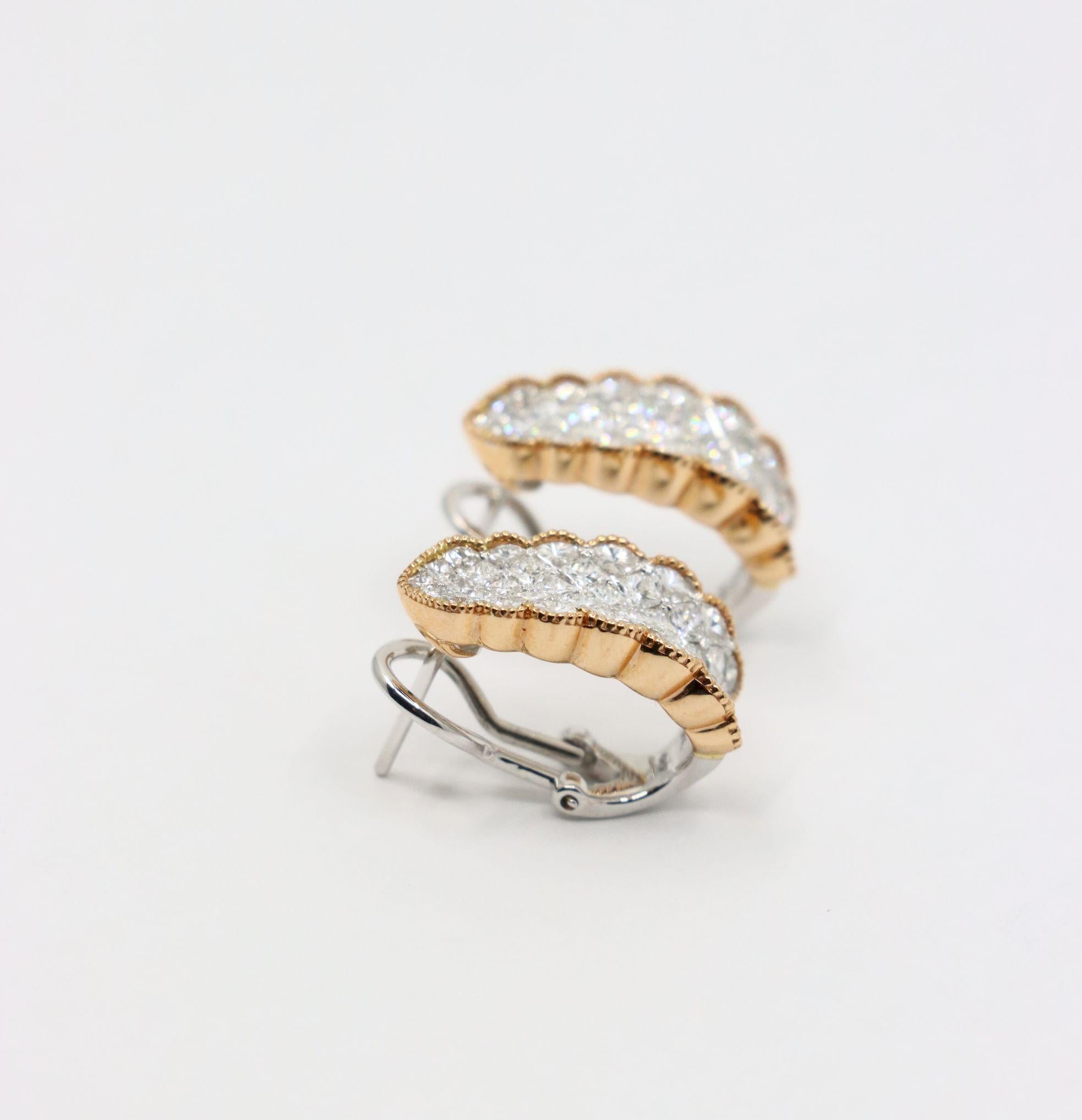 Simon G 18K Yellow & White Gold Diamond Earrings For Sale 3