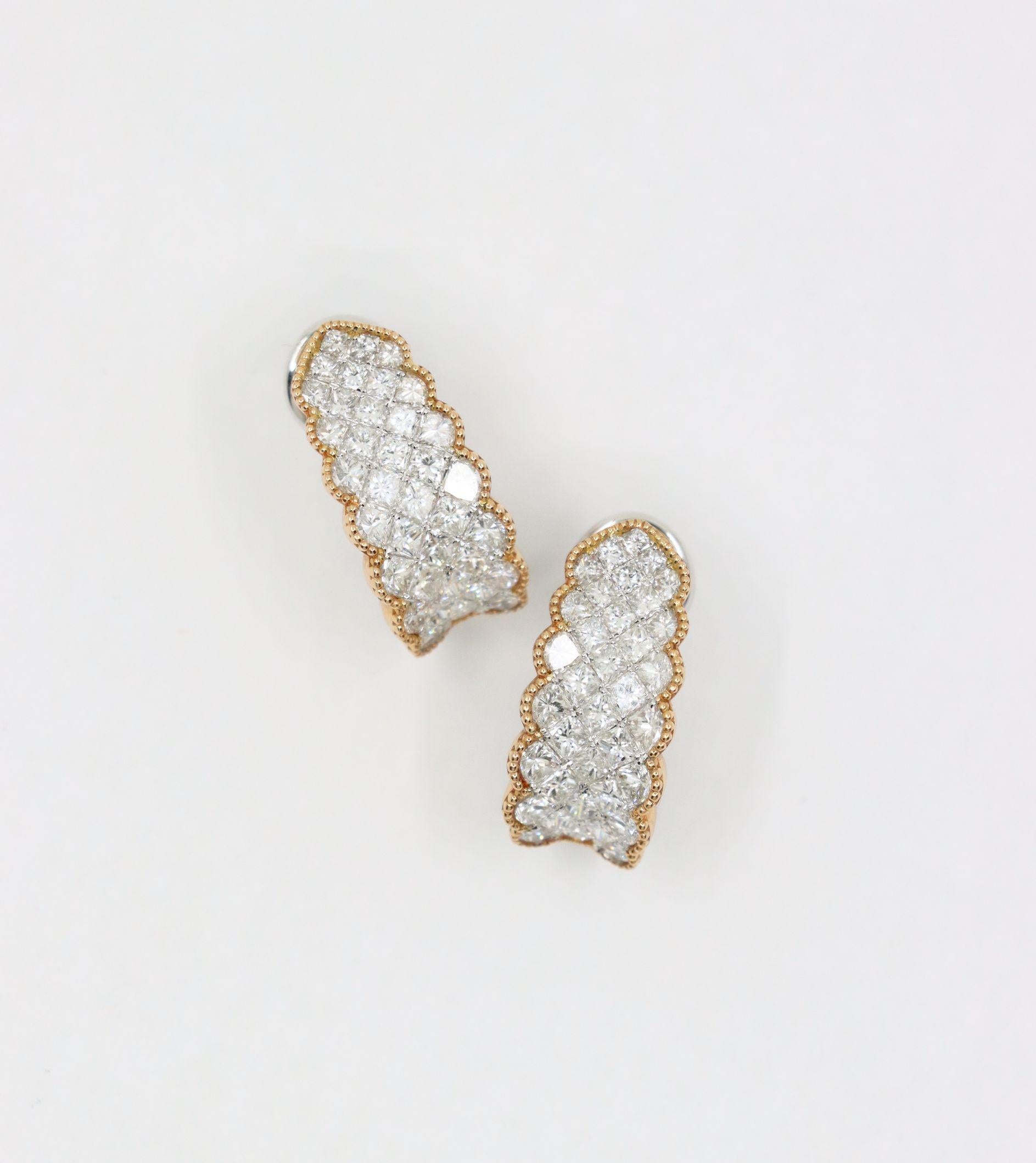 Simon G 18K Yellow & White Gold Diamond Earrings For Sale 4