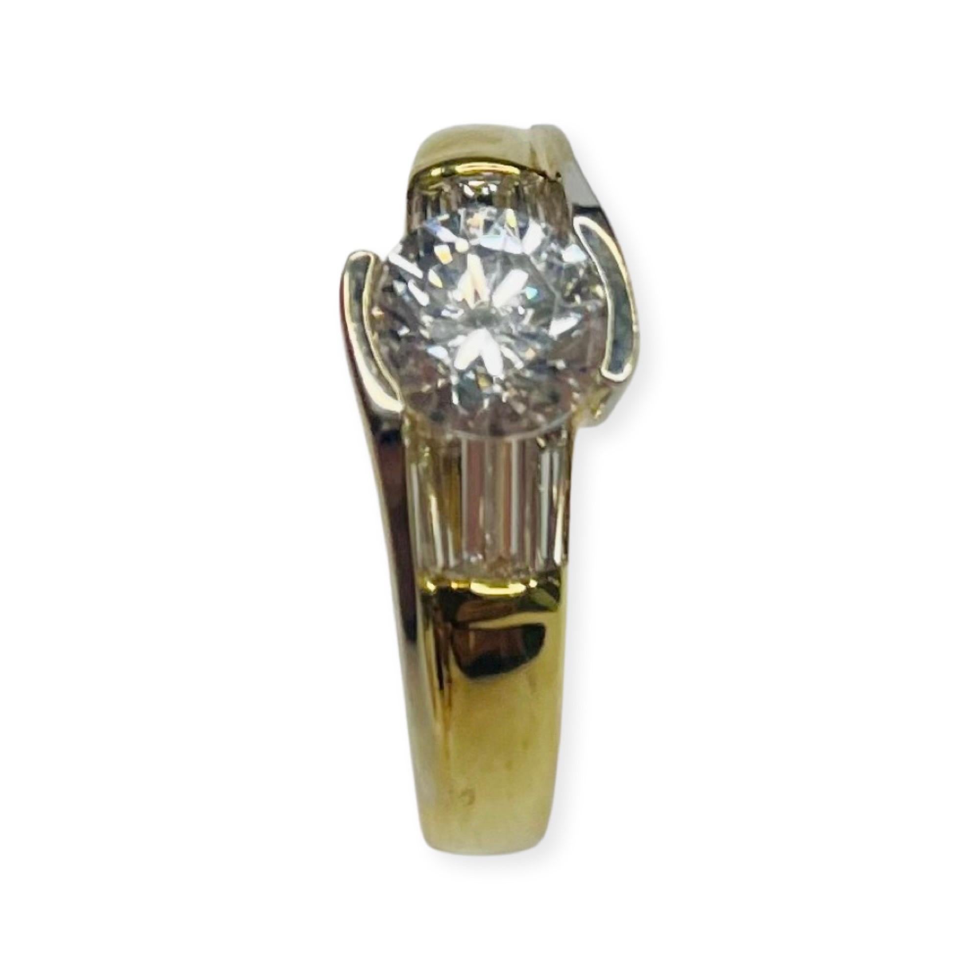 Contemporary Simon G 18K Yellow & White Gold Diamond Engagement Ring For Sale