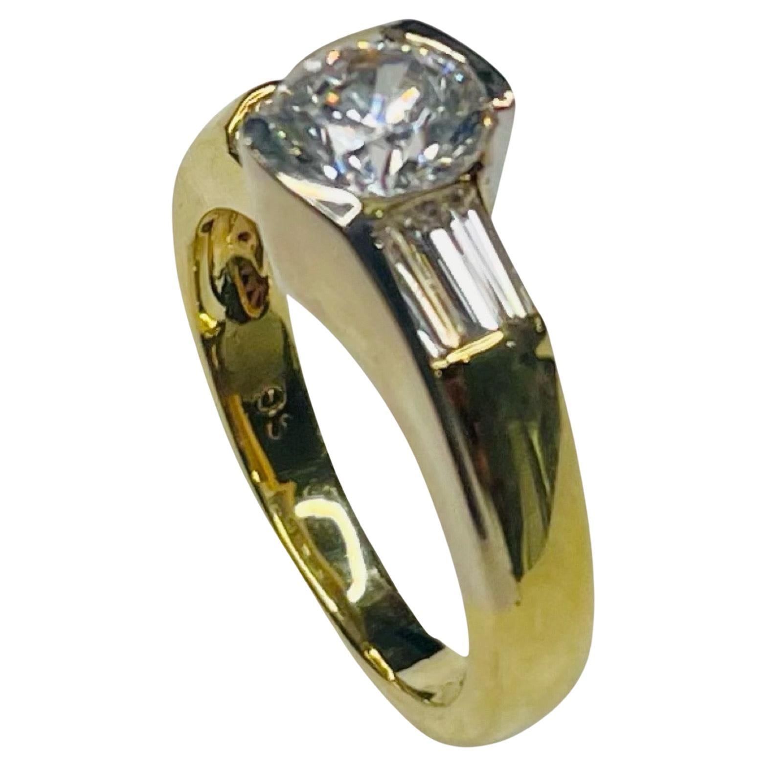 Bague de fiançailles Simon G en or jaune et blanc 18 carats avec diamants