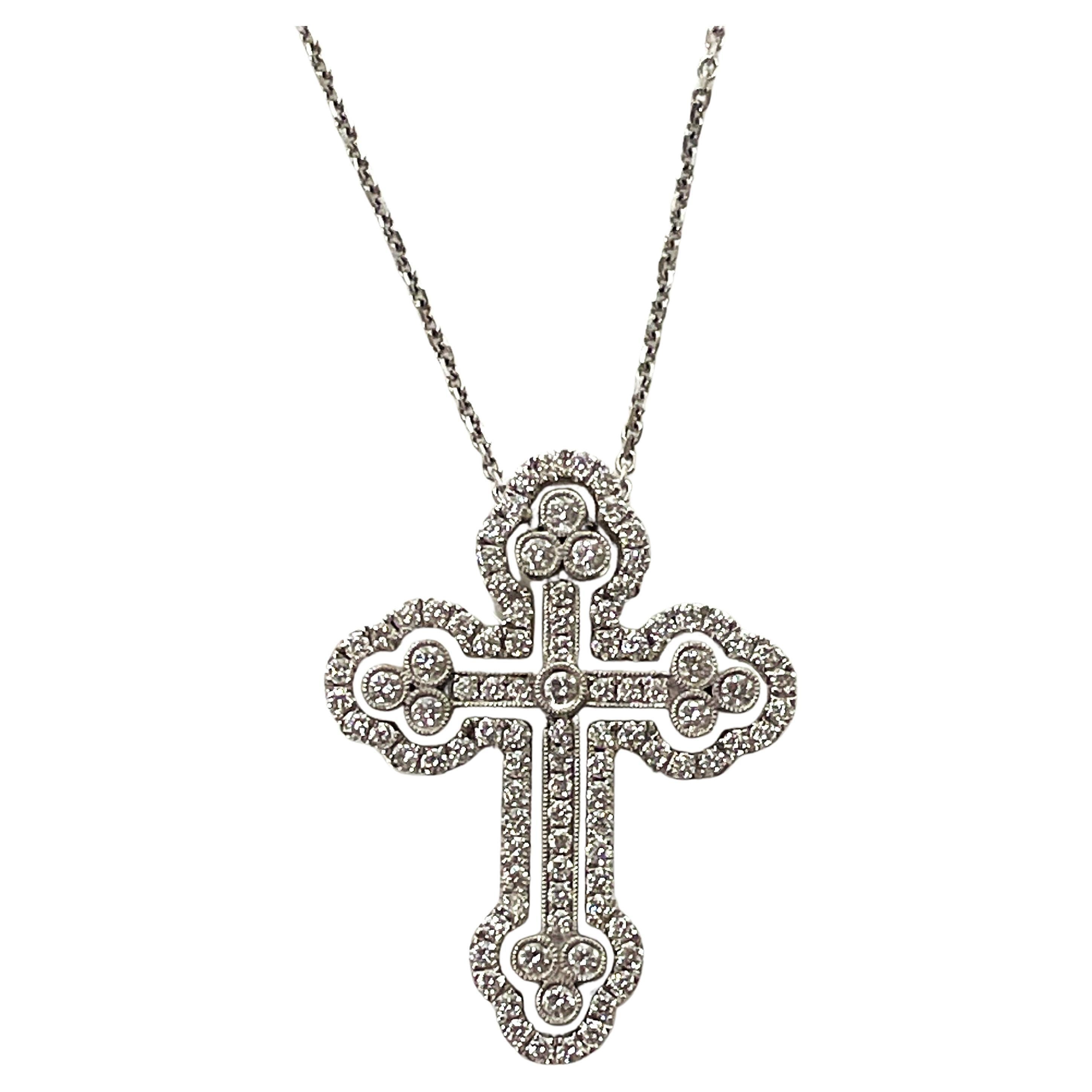 Simon G 18KW Diamond Cross Necklace