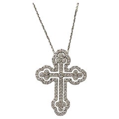 Simon G 18KW Diamond Cross Necklace