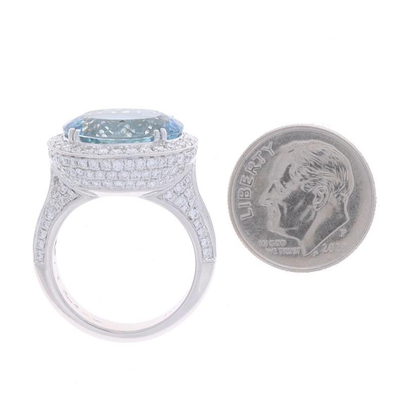 Women's Simon G. Aquamarine & Diamond Halo Ring - White Gold 18k Oval 8.28ctw Sz 6 1/4 For Sale