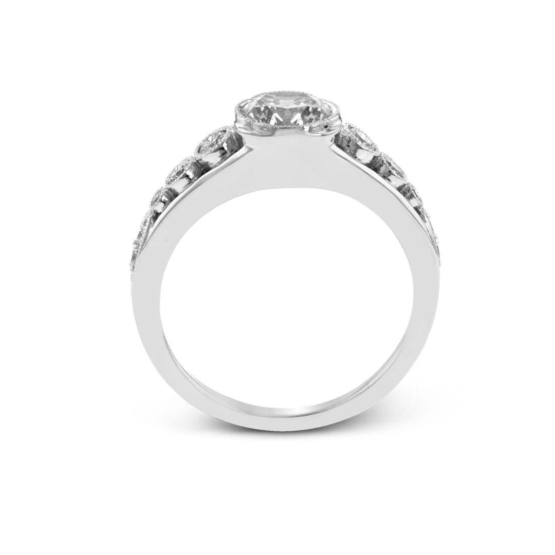 Round Cut   Simon G Bezel White Gold Engagement Mounting For Sale