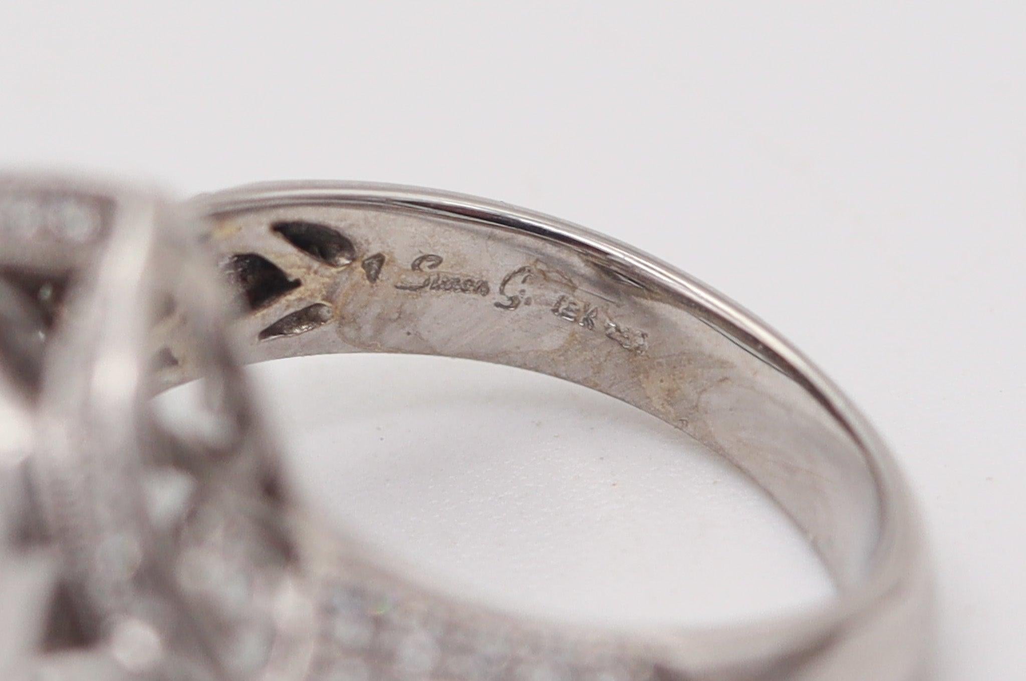 Women's SIMON G. Cocktail Ring In Solid 18Kt White Gold With 1.85 Ctw In VS Diamonds For Sale