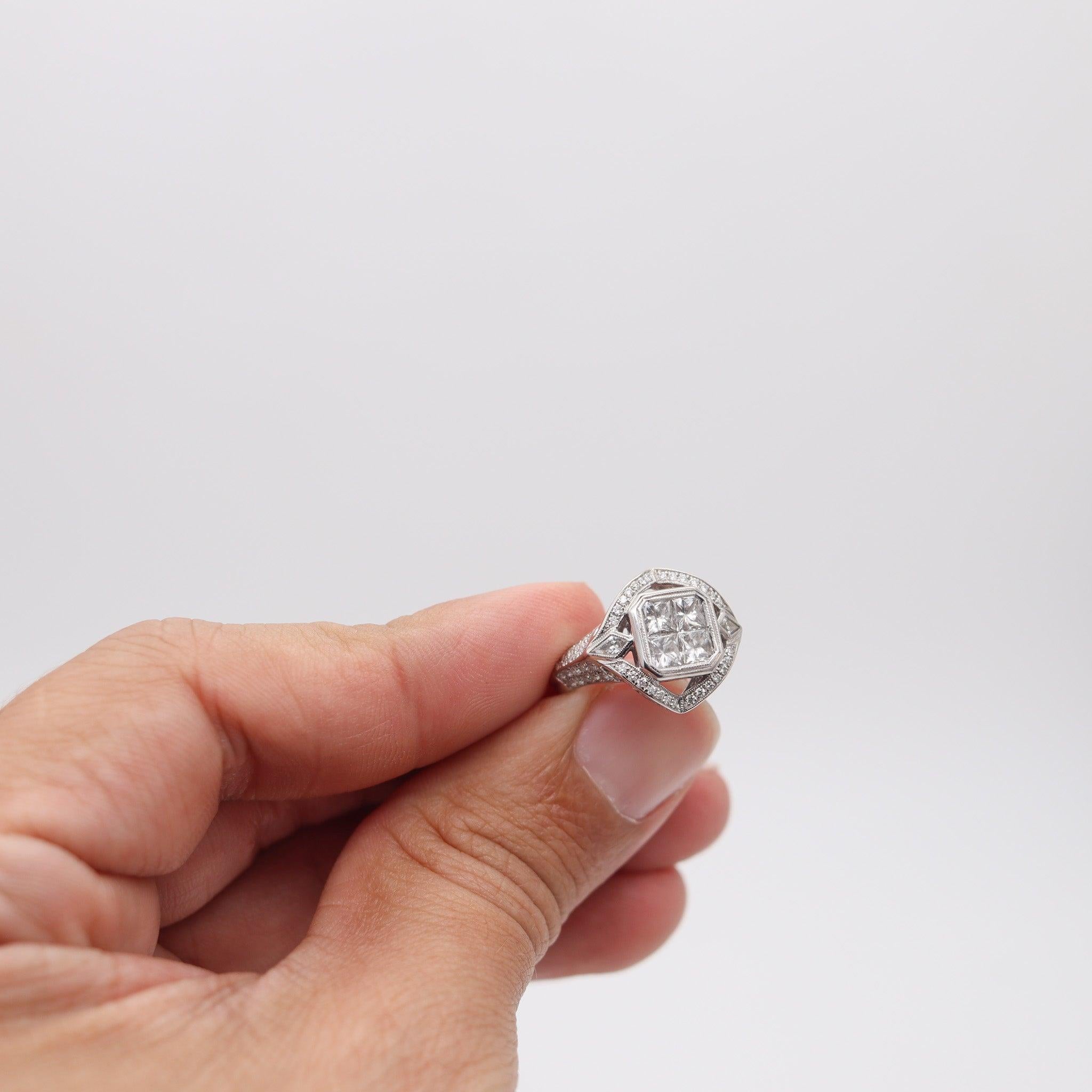 SIMON G. Cocktail Ring In Solid 18Kt White Gold With 1.85 Ctw In VS Diamonds For Sale 1