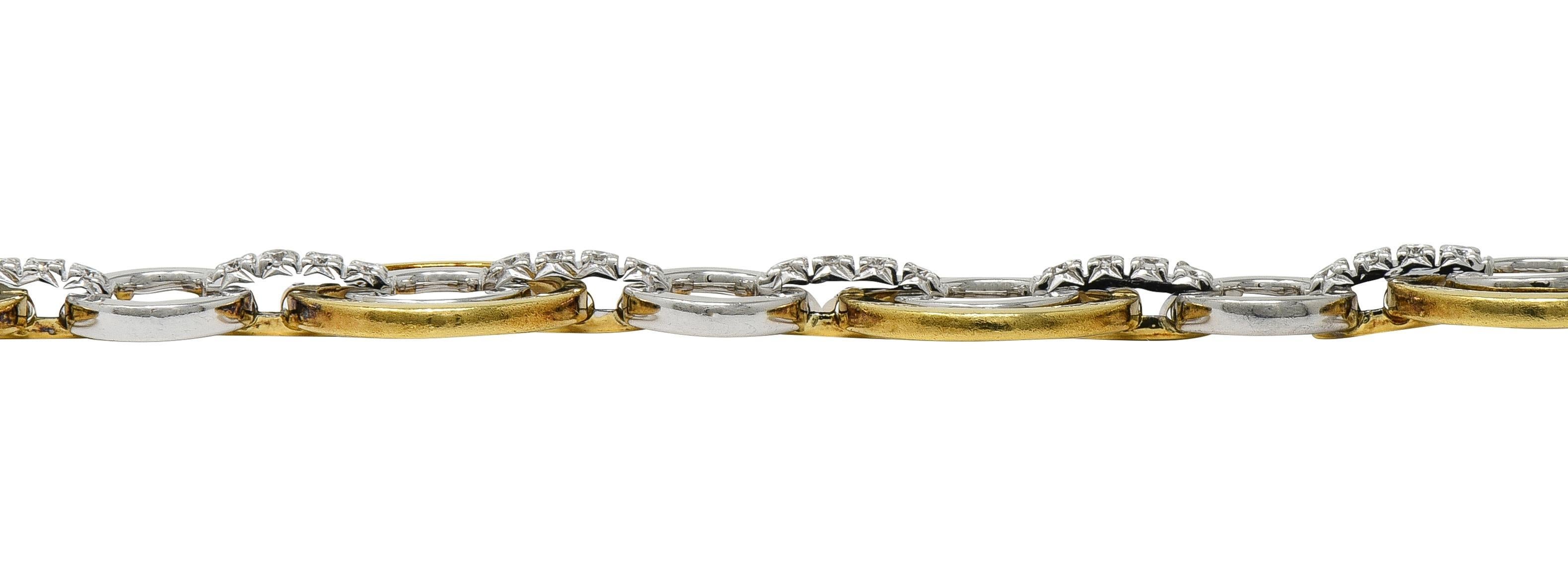 Simon G. Contemporary Diamond 18 Karat Two-Tone Gold Circle link Bracelet For Sale 3