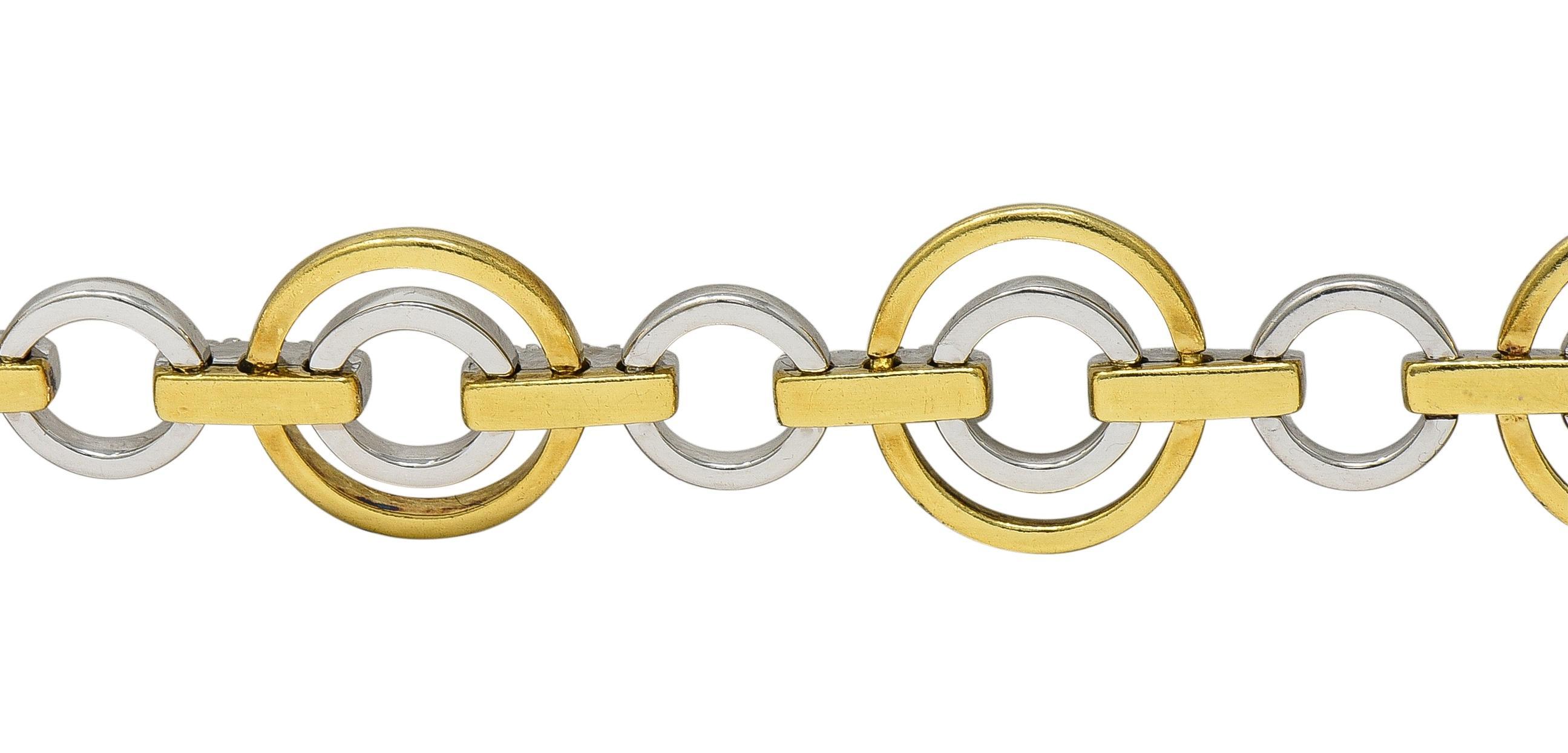 Simon G. Contemporary Diamond 18 Karat Two-Tone Gold Circle link Bracelet For Sale 4