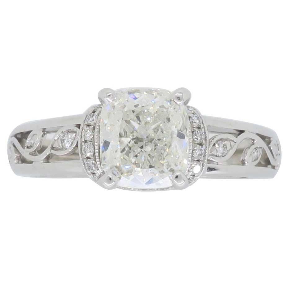 Simon G Cushion Cut Diamond Engagement Ring 