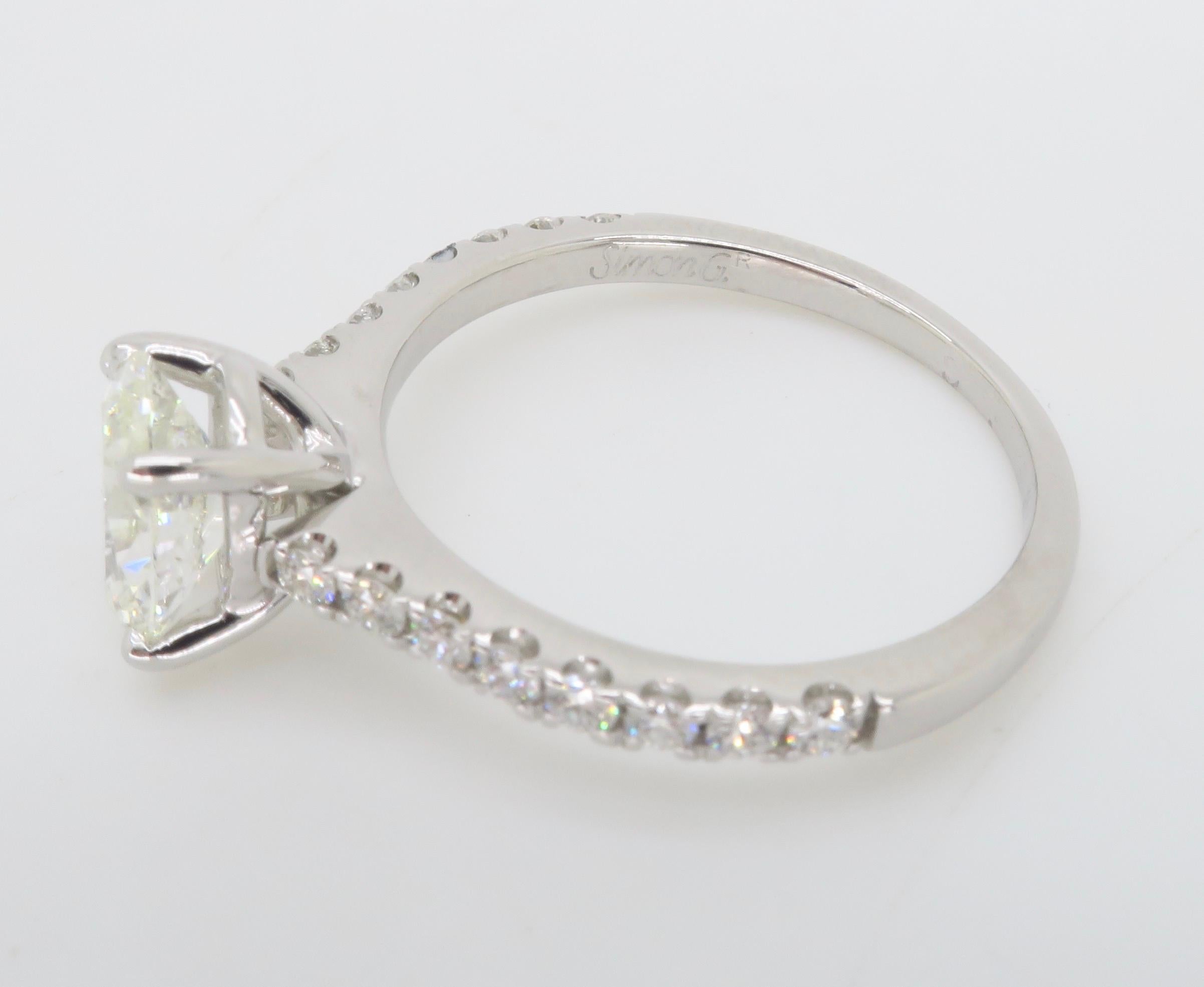 Simon G Diamond Engagement Ring in 18k White Gold For Sale 6
