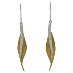 Simon G Diamond Gold Leaf Drop Earrings