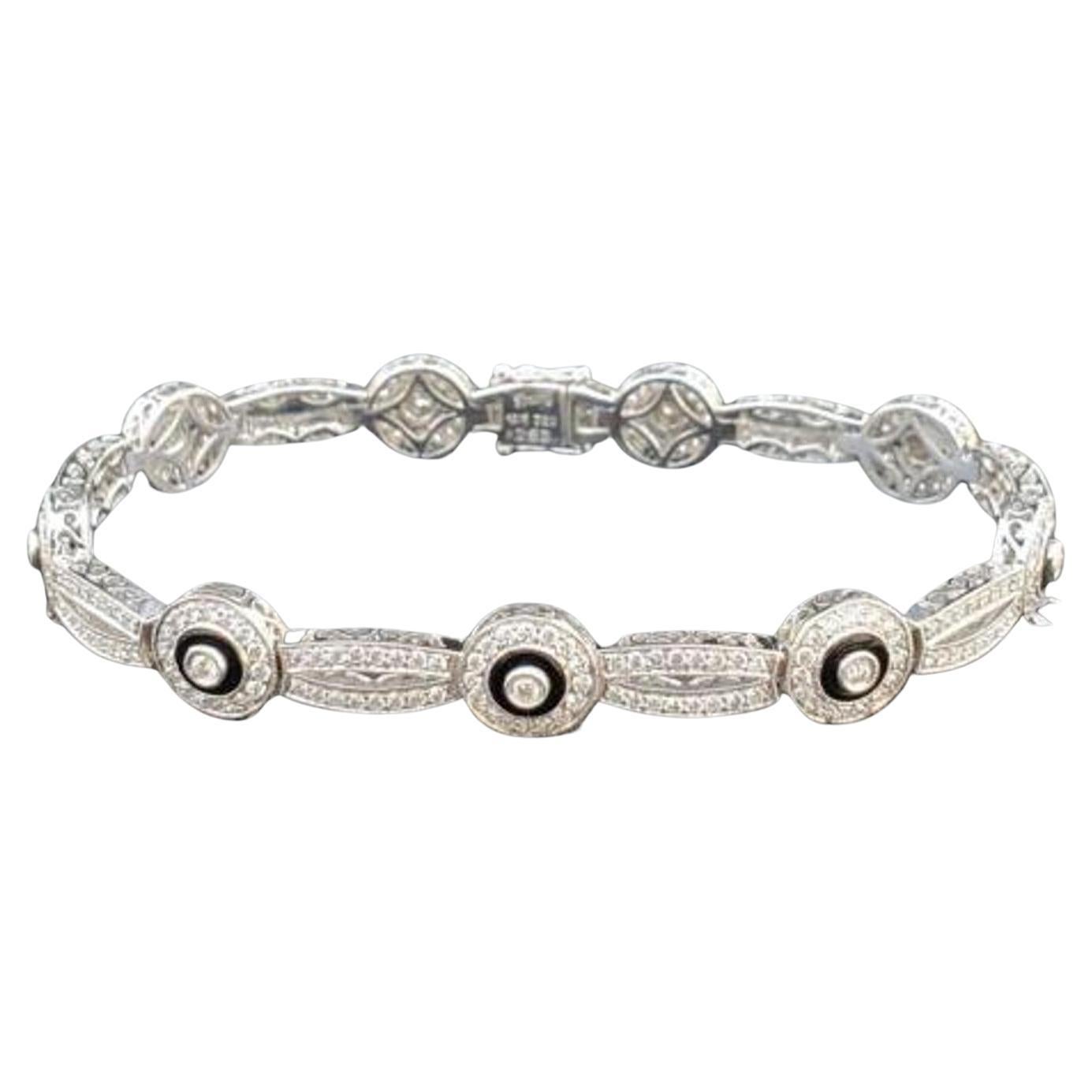 Pulsera de tenis con diamantes Simon G. 2,53 ct  18k Oro Blanco Círculos Negros 7 1/8" en venta