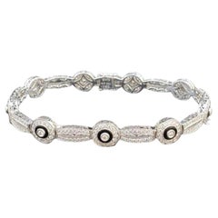 Simon G. Diamond Tennis Bracelet 2.53ct  18k White Gold Black Circles 7 1/8"