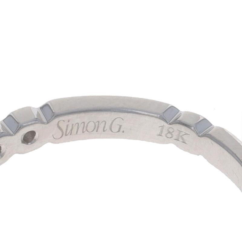 Simon G. Diamond Wedding Band - White Gold 18k Round Brilliant .23ctw Ring For Sale 1