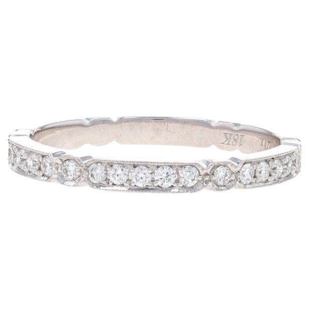 A. Simon Diamond Wedding Band - Bague en or blanc 18k à diamants ronds et brillants .23ctw