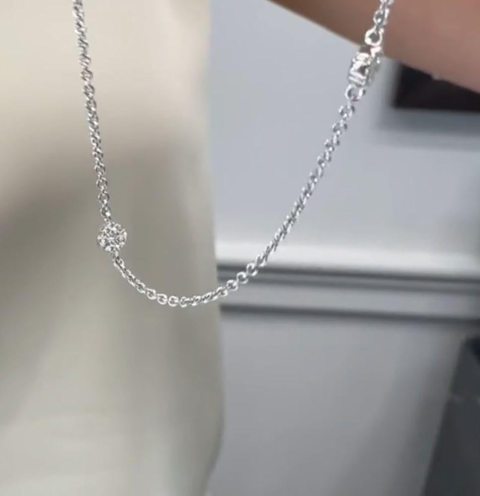Round Cut Simon G Diamonds by The Yard Double Sided 0.56 Ct Diamond Necklace 18K Gold For Sale