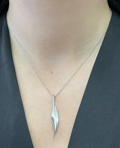 Simon G. DP113 Diamond Pendant Necklace with Curved Leaf Organic Design