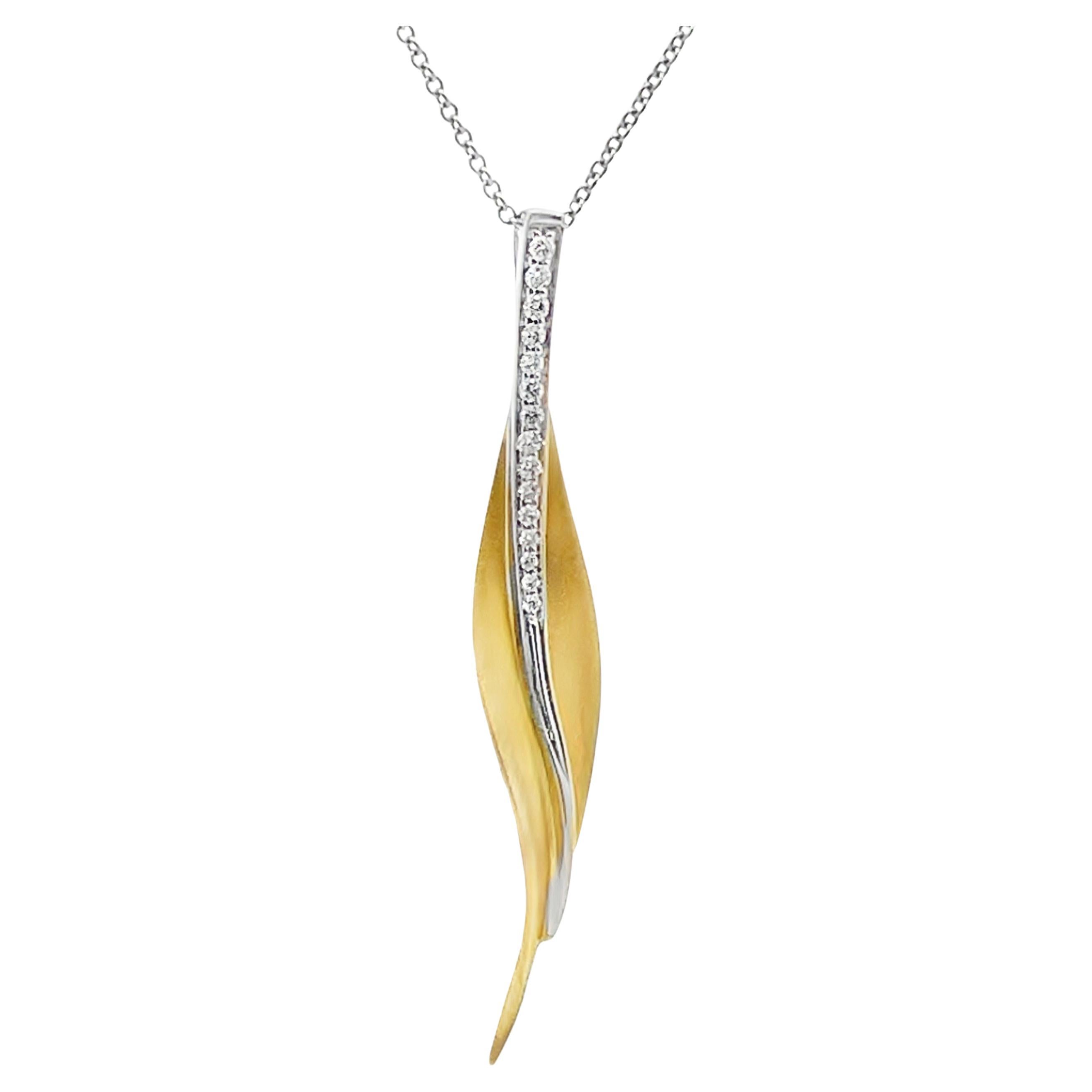 Simon G. DP113-Y Collar colgante de oro amarillo y blanco de 18 quilates 0,10 quilates en venta