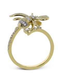 Simon G. DR380 18K Yellow Gold Bee Wrap Ring with Round Diamonds