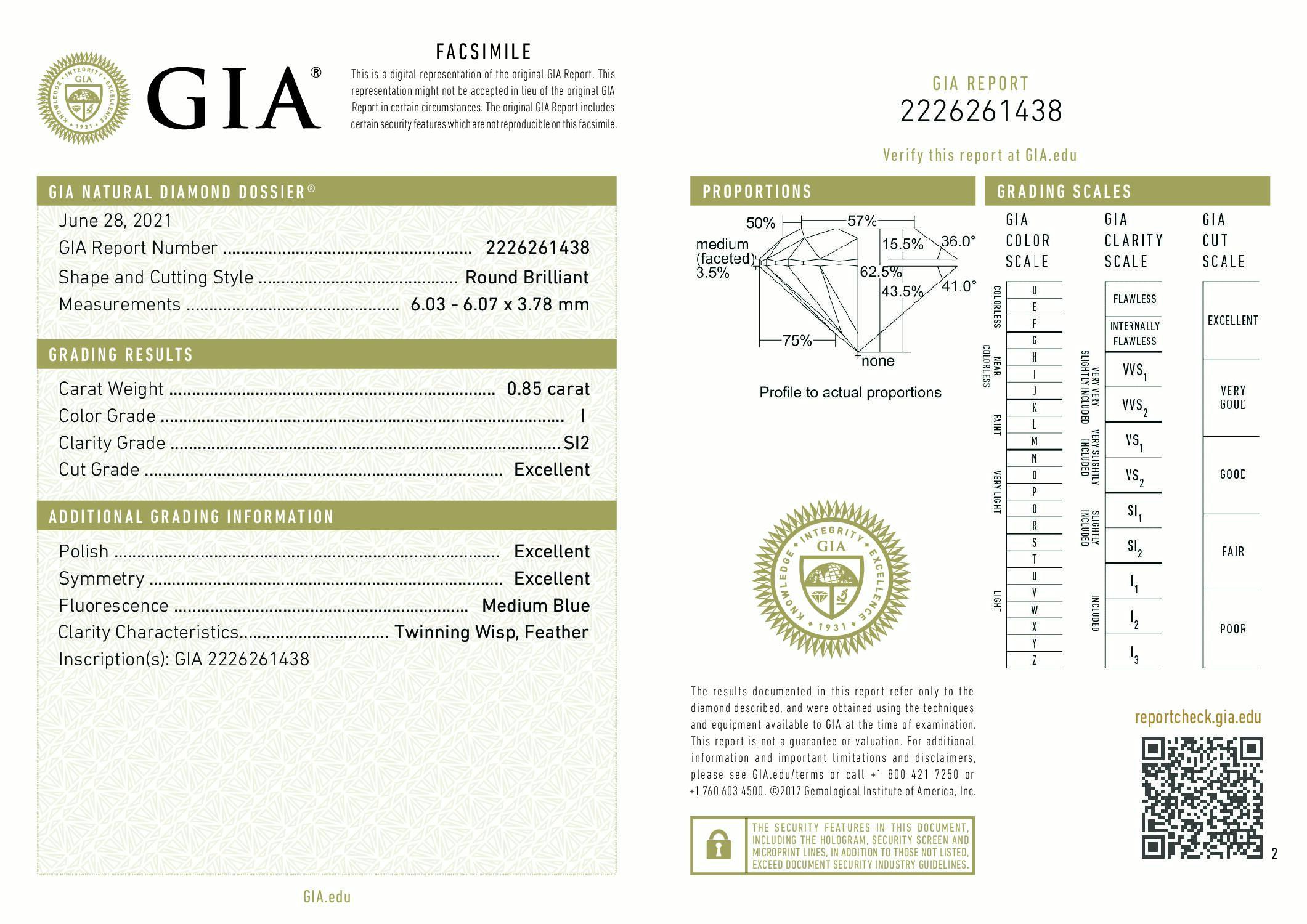 A Simon G Bague de fiançailles certifiée GIA 0,85 carat diamant rond brillant naturel Neuf - En vente à Houston, TX